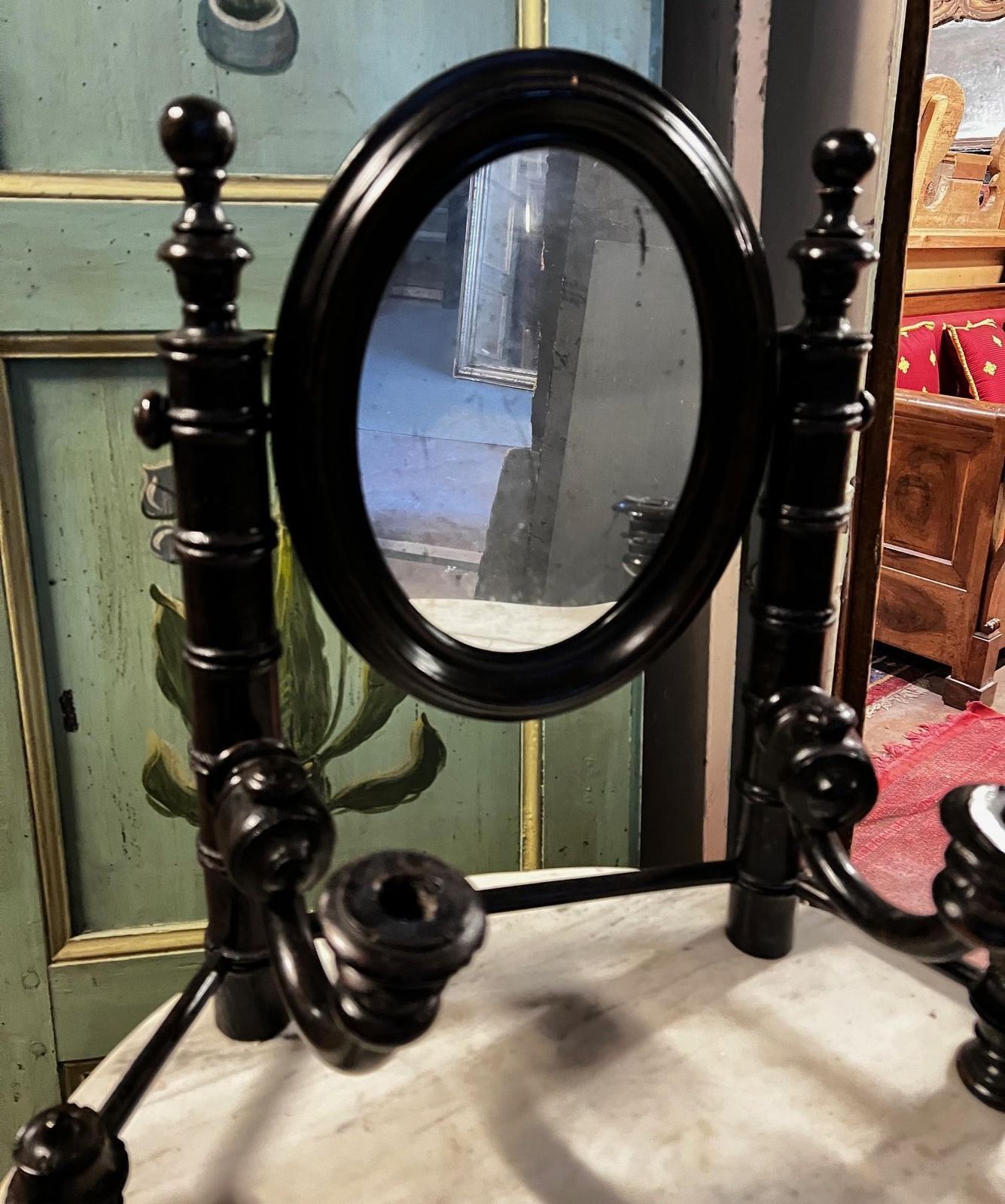 Toilet In Dark Wood And White Marble Top, Italy photo Furniture