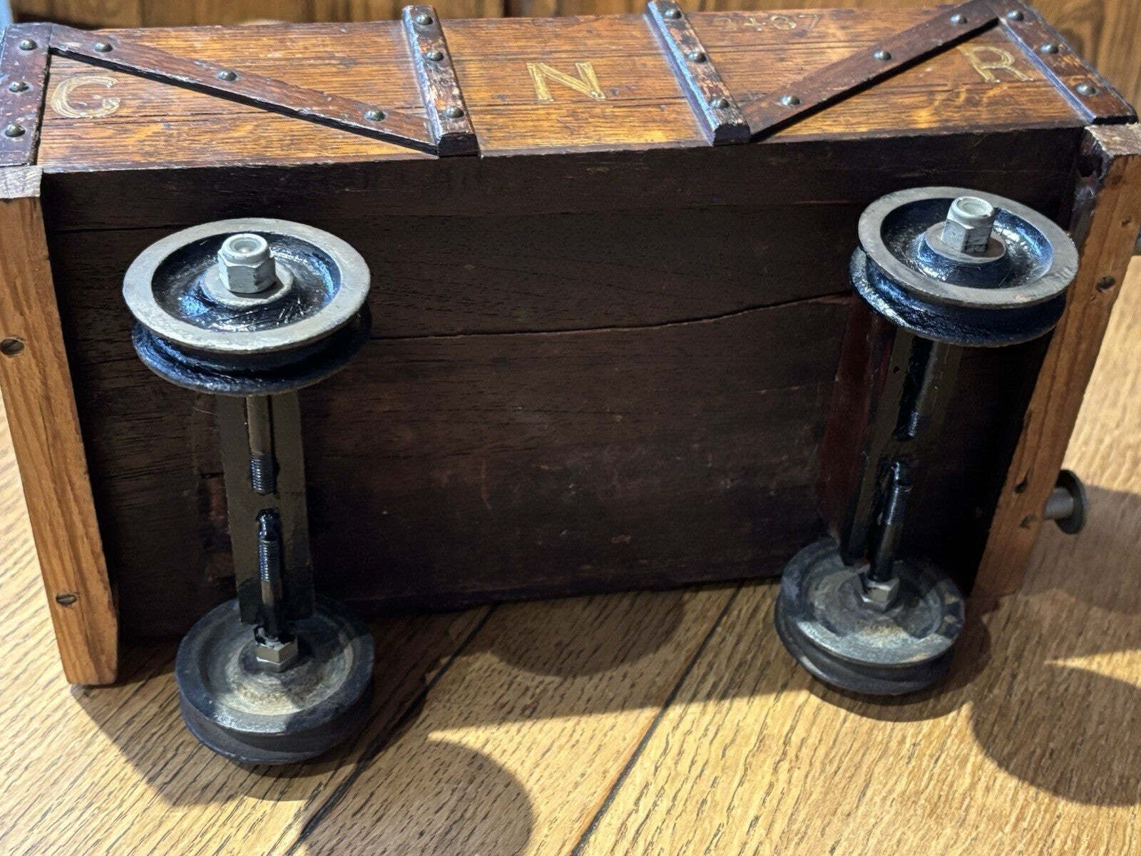 434.0 Antique Novelty Railway Coal Truck Trinket Box, Desk Box, Jewellery Box photo