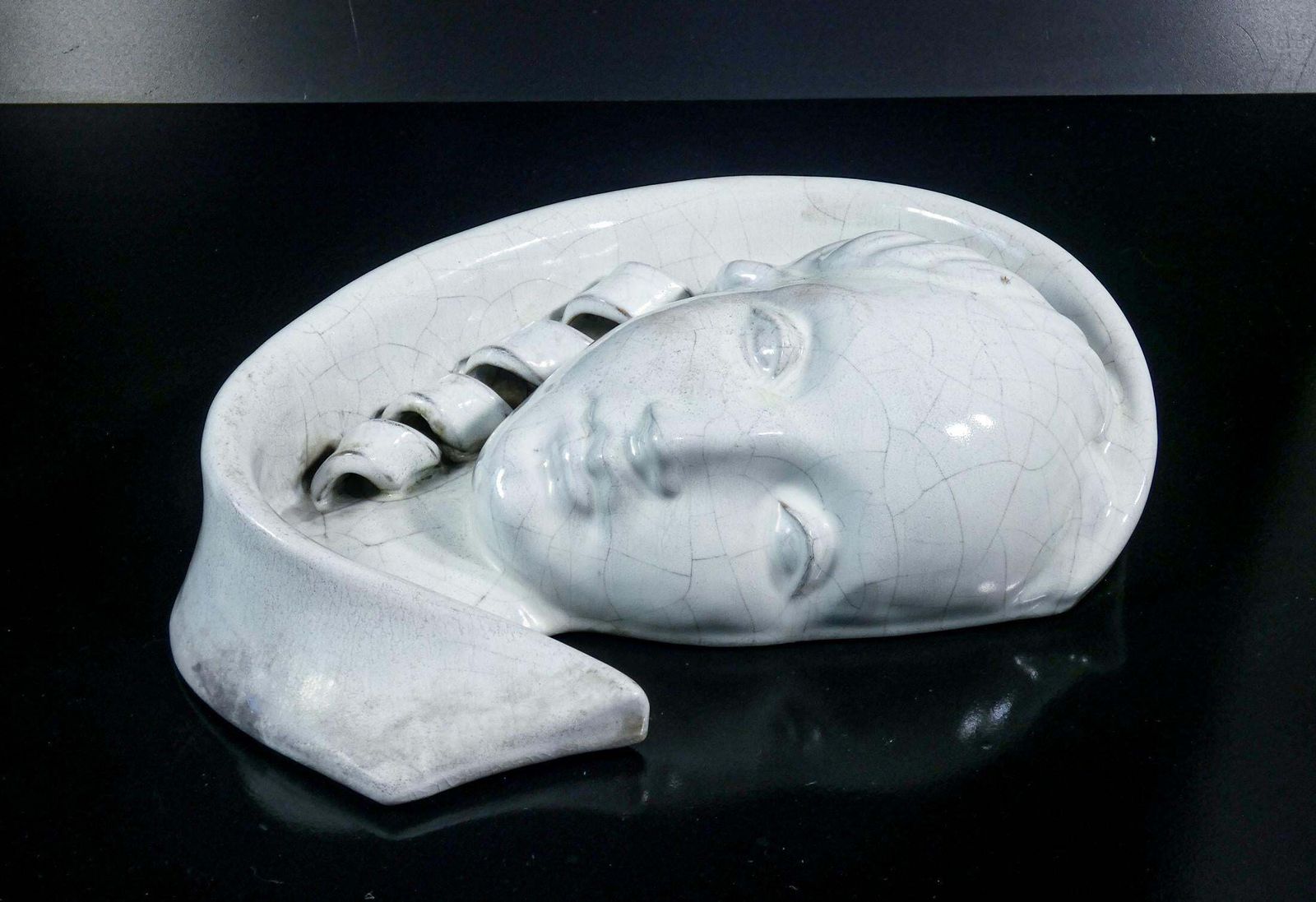 Ceramic Sculpture, M. Andersen (?), Face Of A Woman With Braid. Denmark photo Art