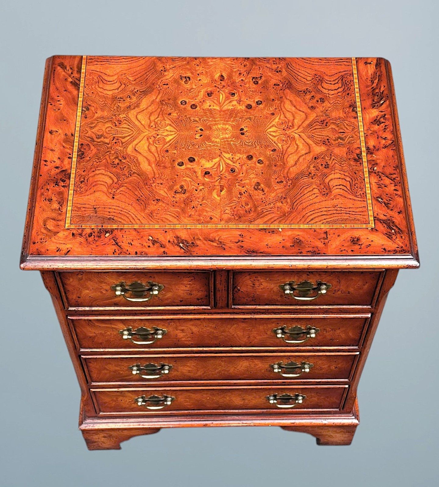 Small Figured Walnut Chest Of Drawers photo vintage