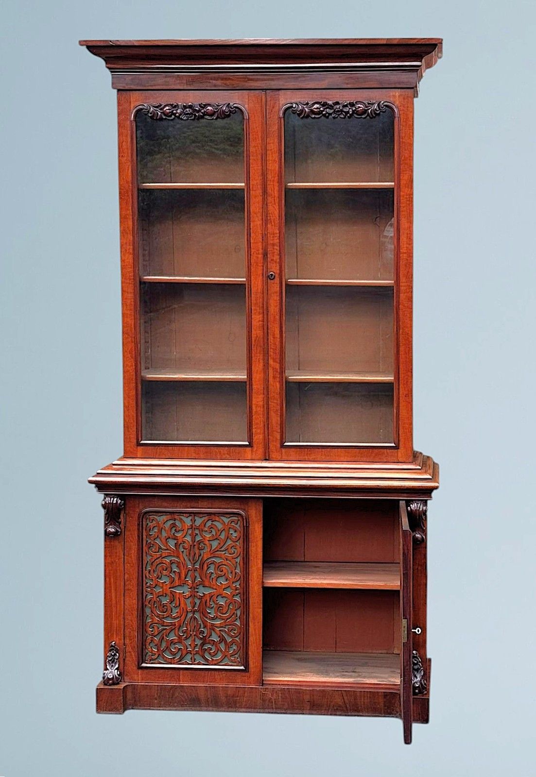 A Large Impressive Victorian Figured Mahogany Bookcase photo Furniture