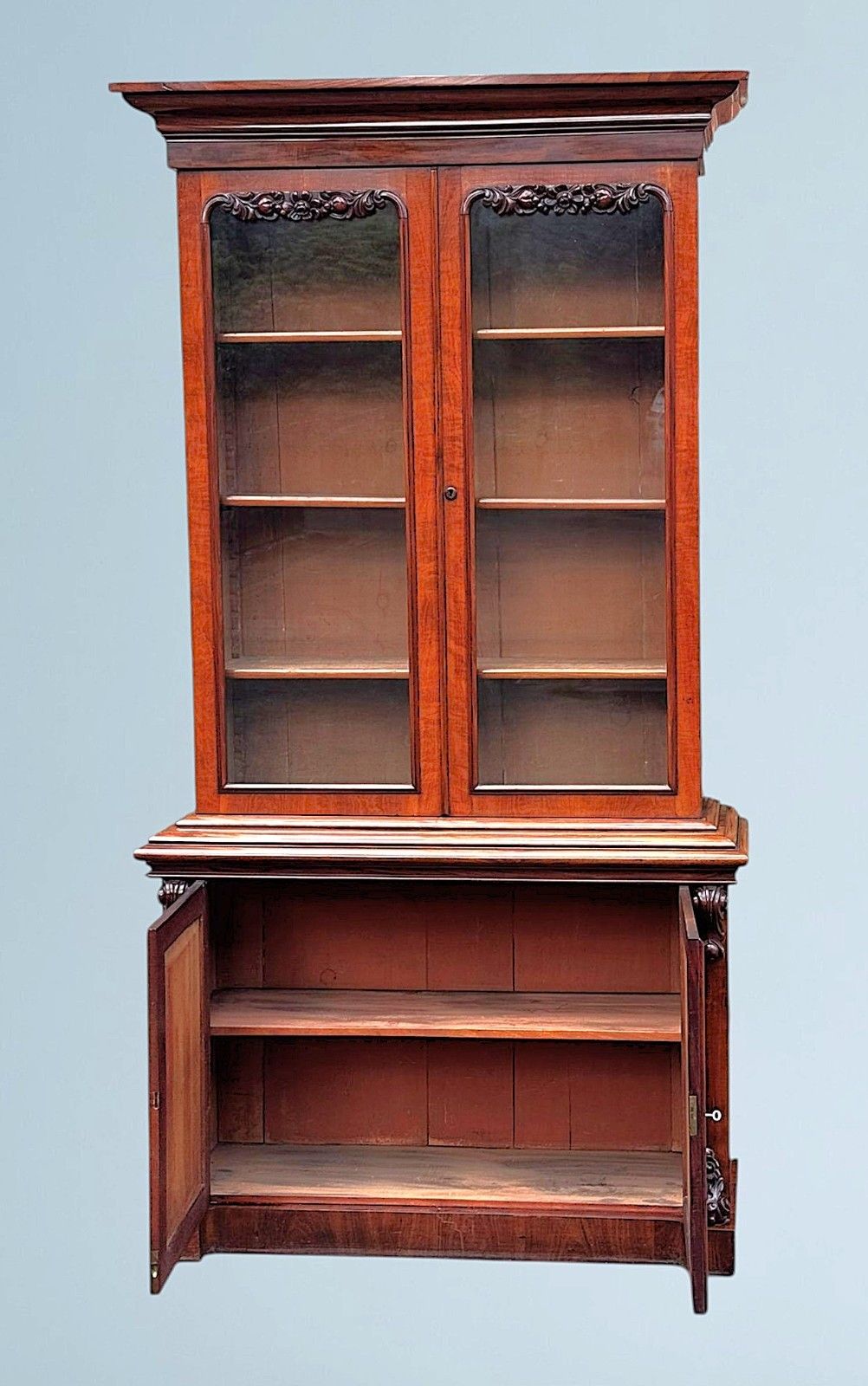 A Large Impressive Victorian Figured Mahogany Bookcase photo 1325.0