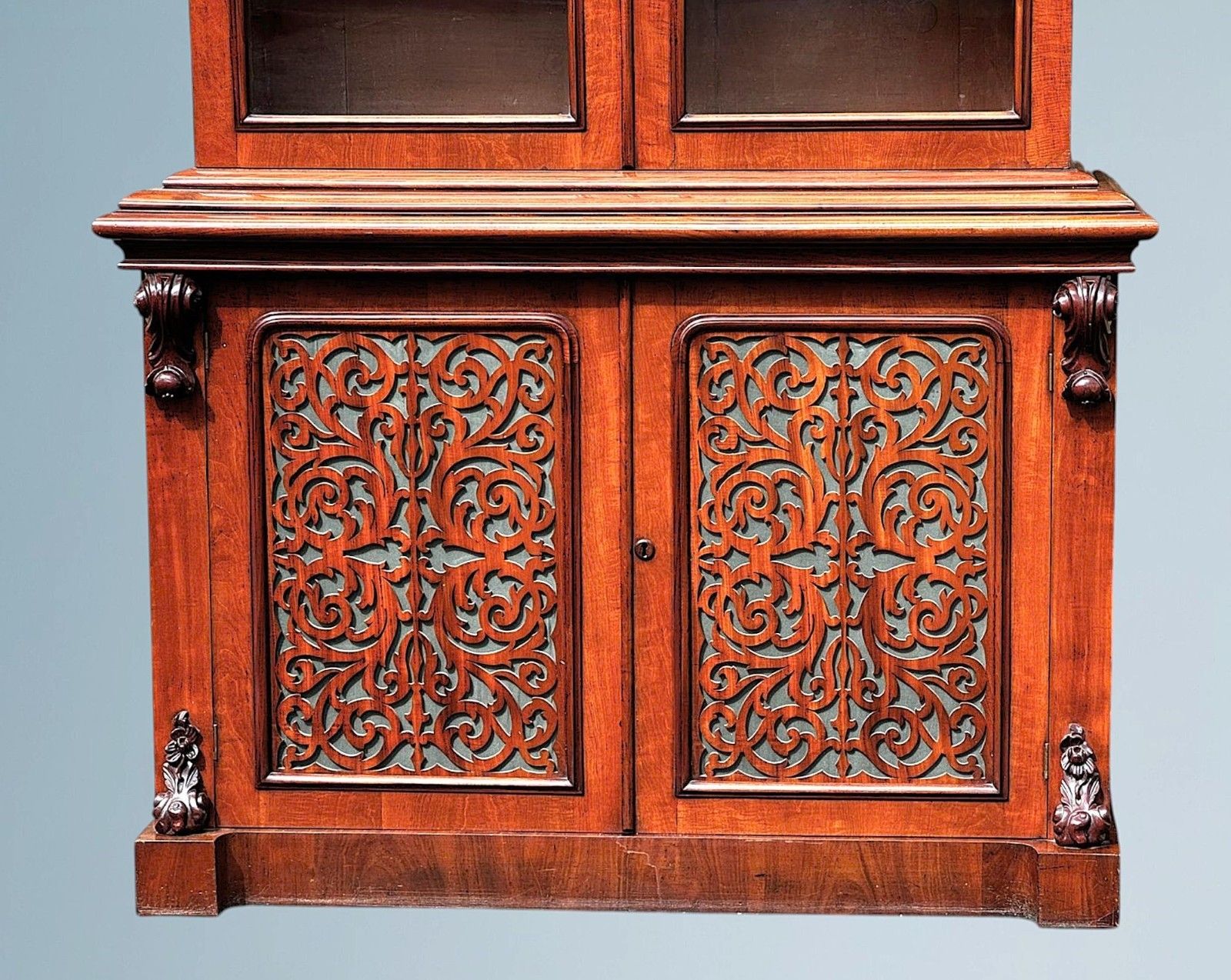 A Large Impressive Victorian Figured Mahogany Bookcase photo vintage