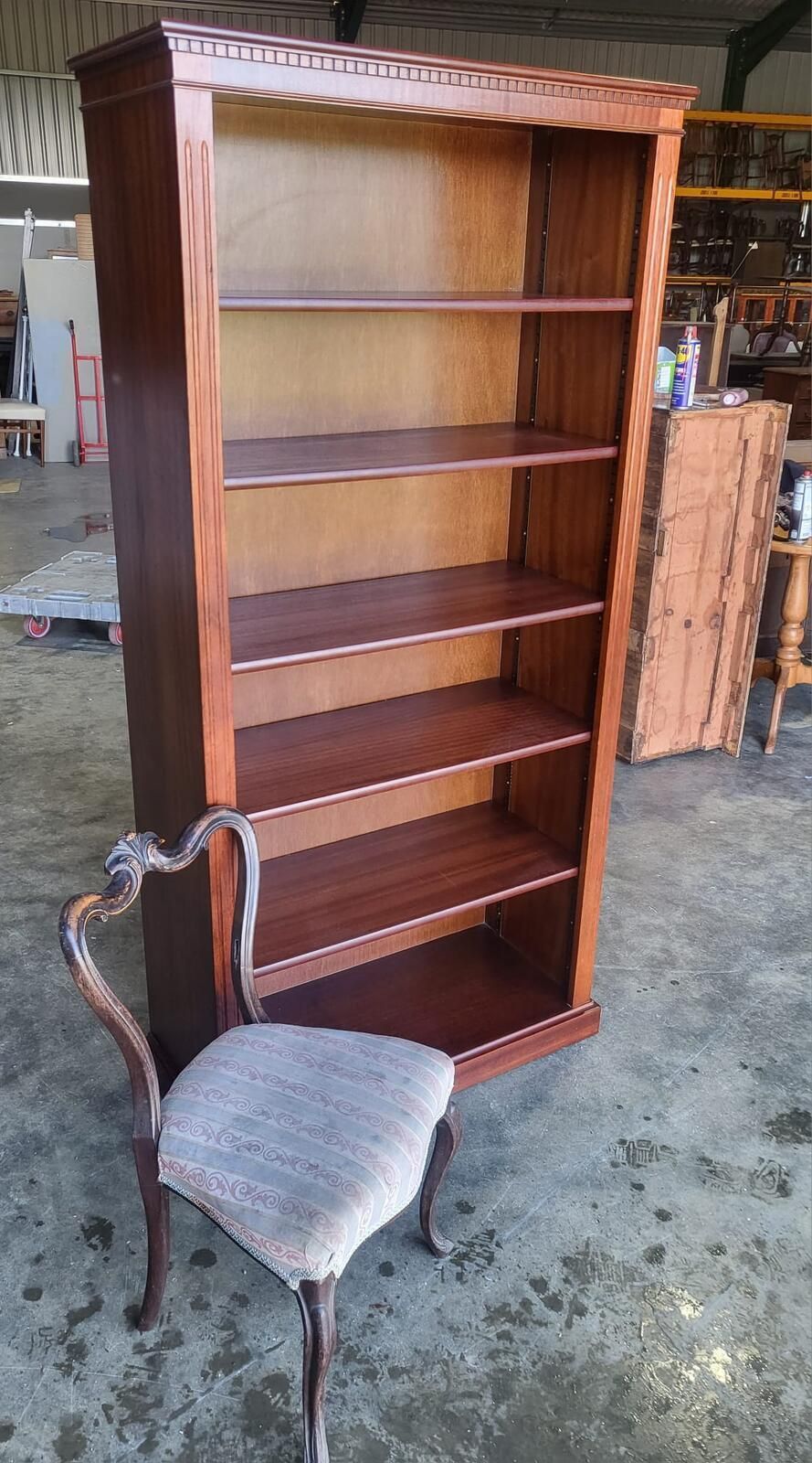 Antique Repro Mahogany Large Open Bookcase Adjustable Shelves photo furniture