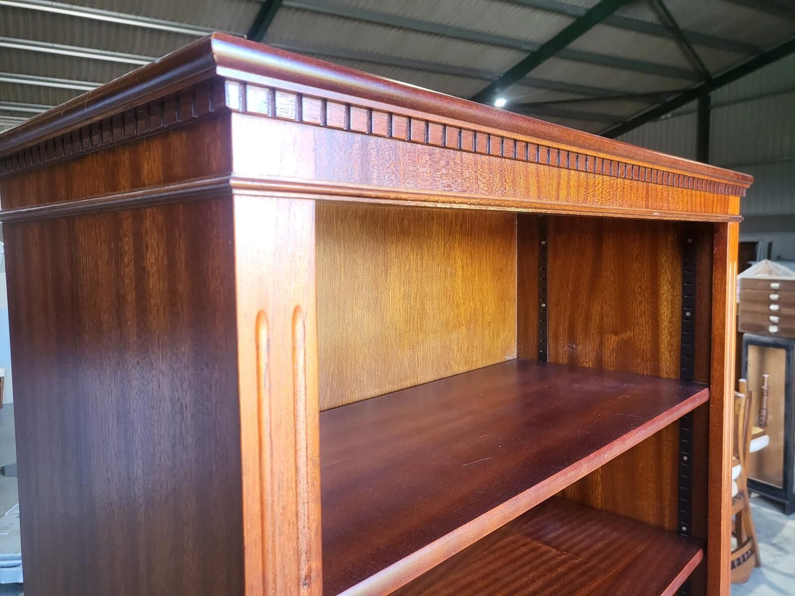 photo furniture Antique Repro Mahogany Large Open Bookcase Adjustable Shelves