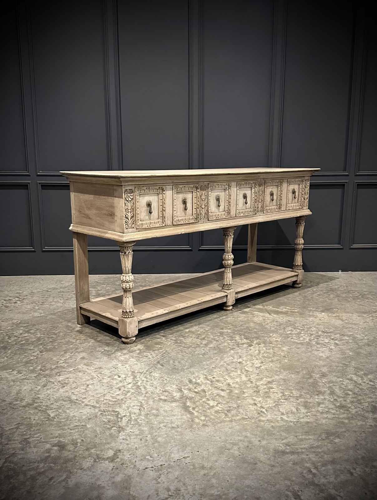 Carved Bleached Oak Potboard Dresser photo for sale