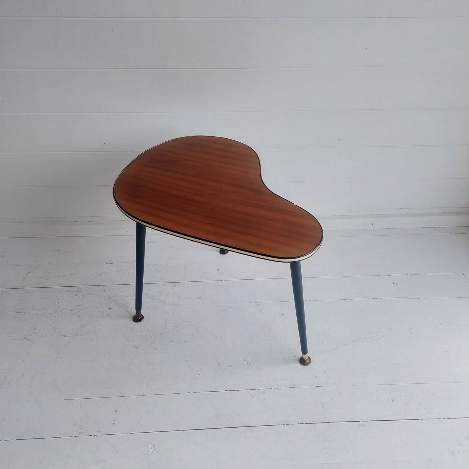 photo buy Mid Century Boomerang Side Table Vintage Kidney Walnut Small Table 50s