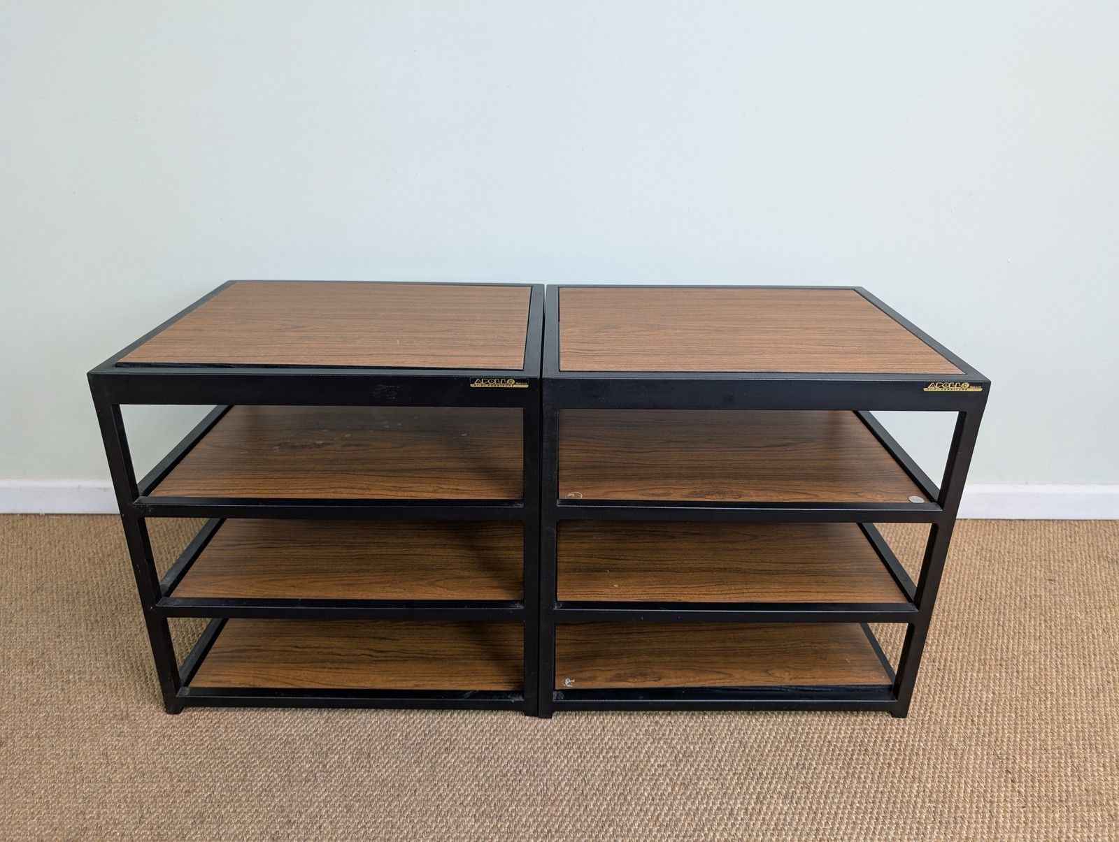 Pair Of Apollo Hifi Speaker Separates Furniture Stand Black Teak Shelves Podium photo Furniture