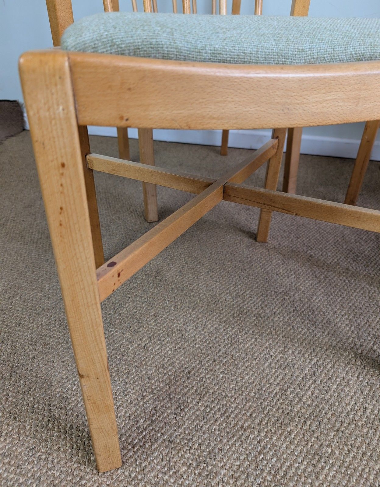 Set Of 4 1950's Beech Framed Kitchen Chairs With Upholstered Seats photo buy