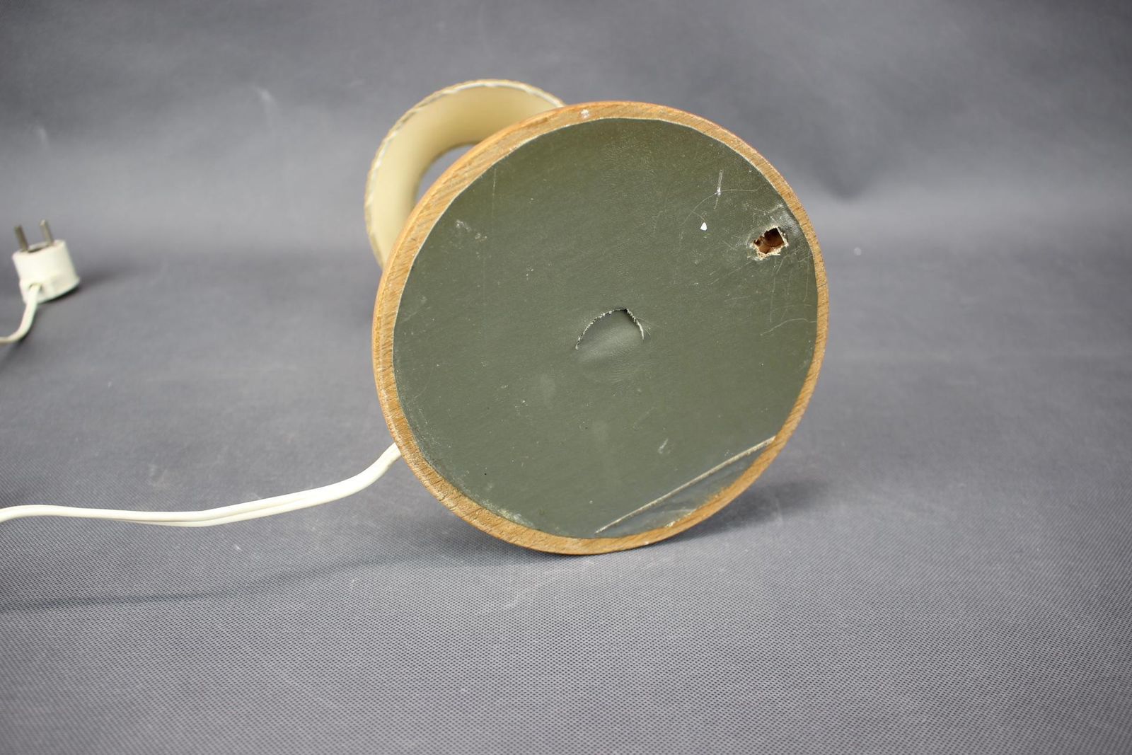 Lighting Mid Century Adjustable Wooden Table Lamp With Floral Shade, Czechoslovakia, 1970 photo
