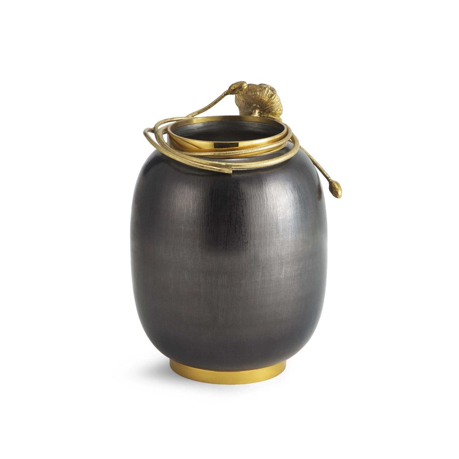 Pair Of Medium Contemporary Black And Gold Metal Anemone Vase photo furniture