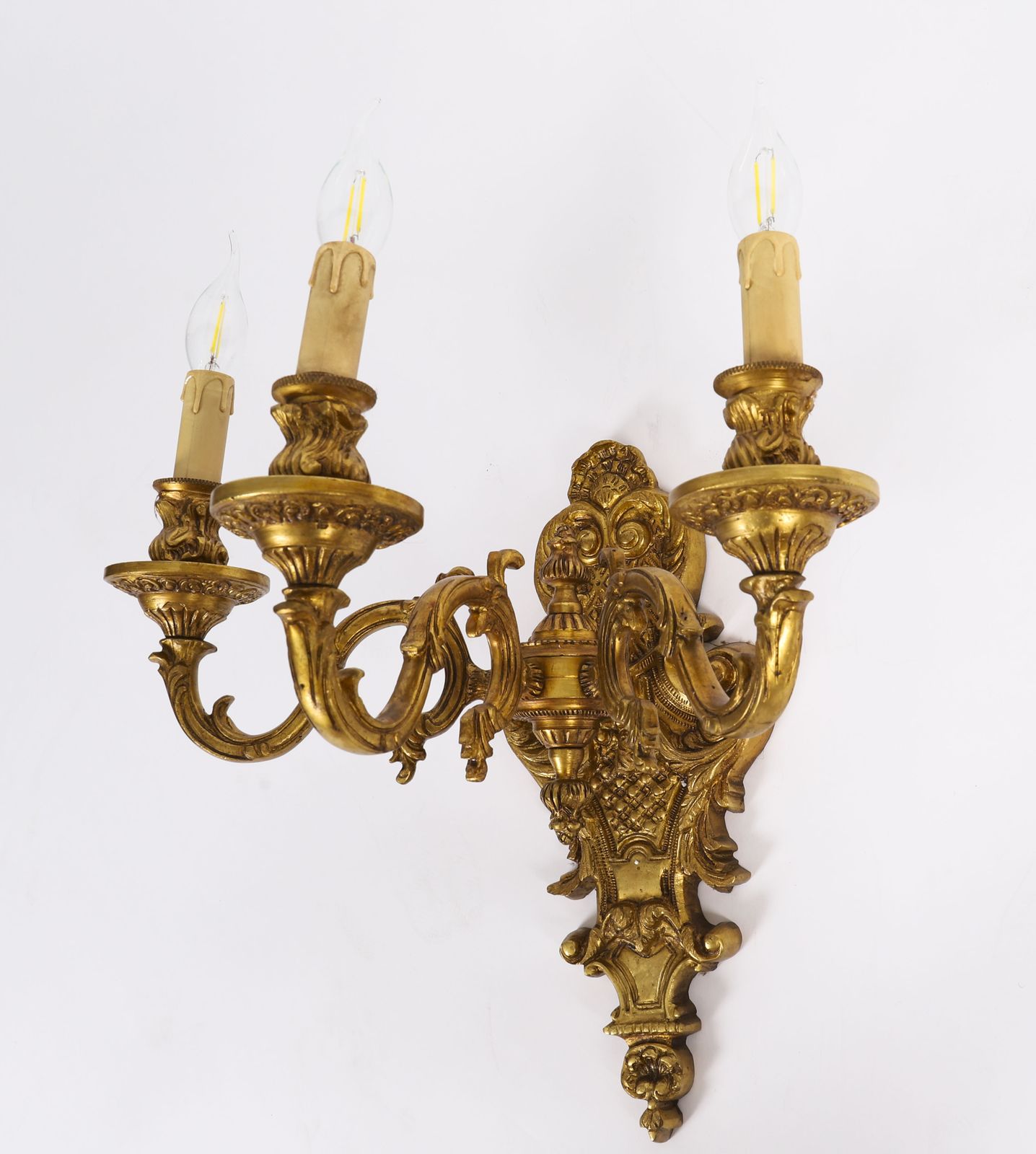 Antique Set Of 8  French Gilt Bronze Ormolu Wall Lights Appliques Circa 1900 photo for sale