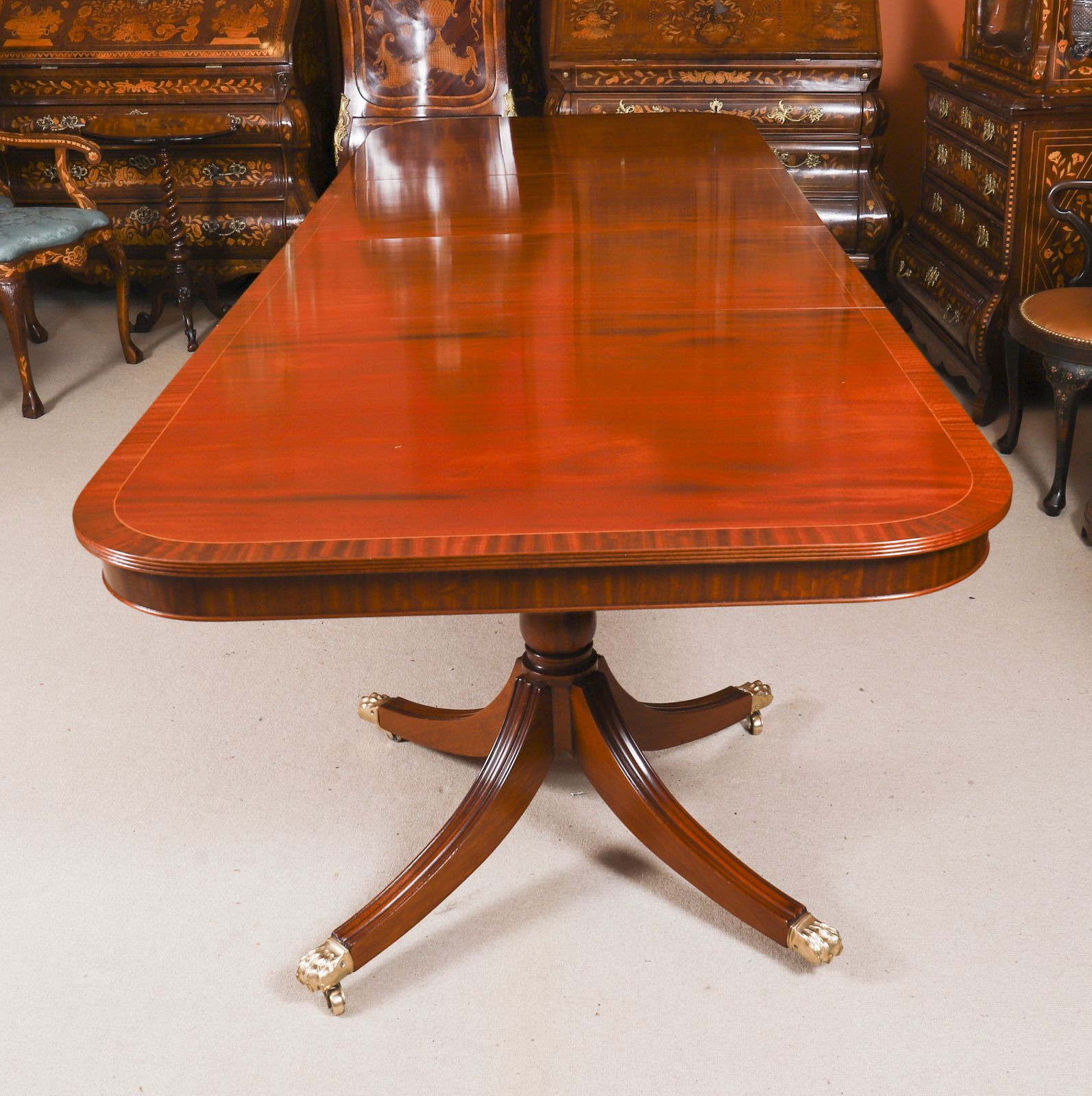 Vintage Regency Revivaltwin Pillar Dining Table Set Mid 20th C photo Furniture