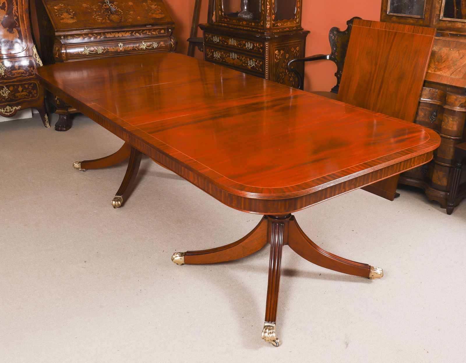 Vintage Regency Revivaltwin Pillar Dining Table Set Mid 20th C photo 8250.0