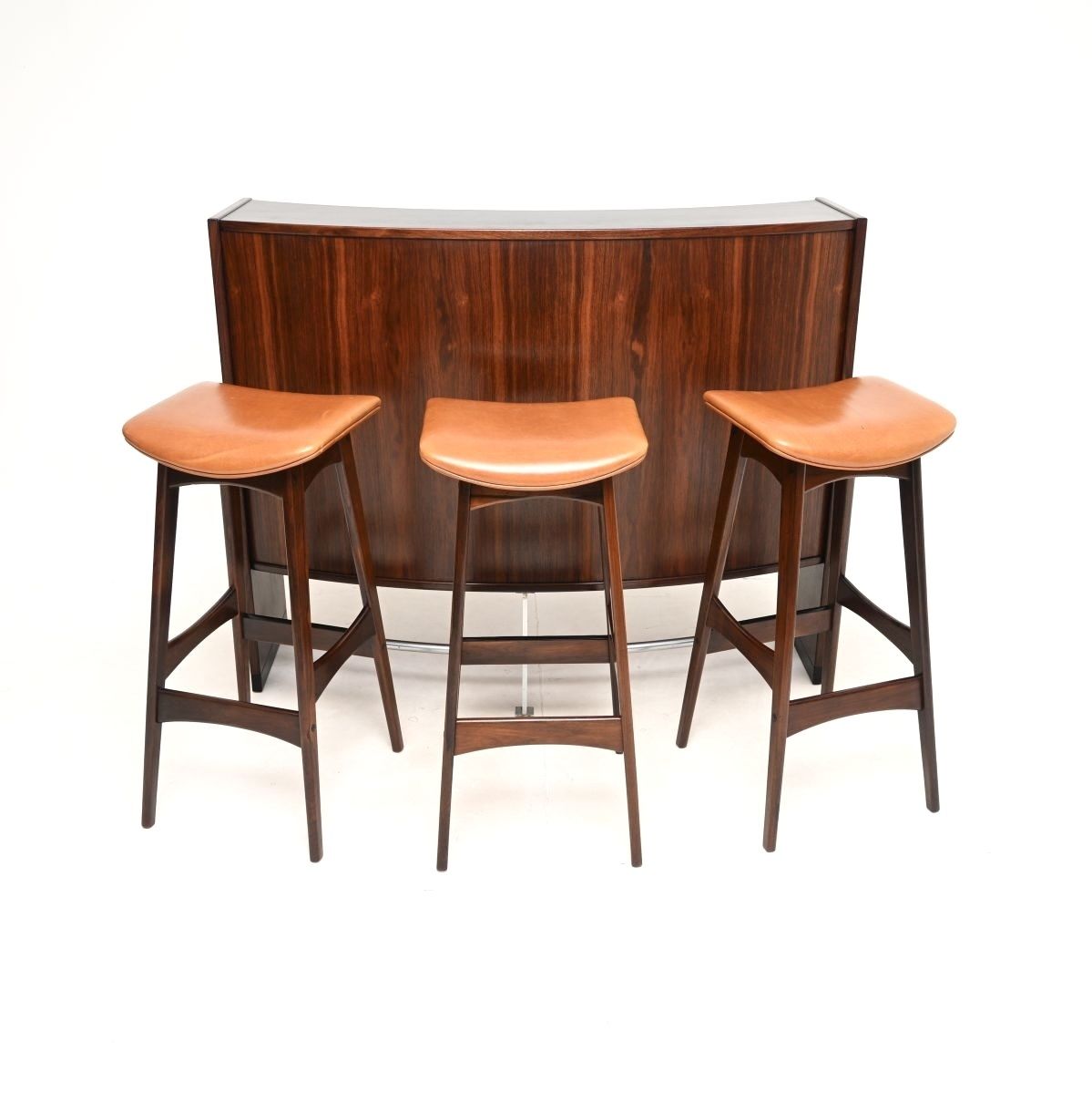Danish Vintage Rosewood Drinks Bar And Stools By Erik Buch And Johannes Andersen