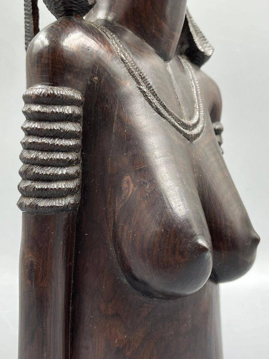 Art Heavy Vintage Bust Of An African Woman Made Of Makassar Ebony, 1970s photo