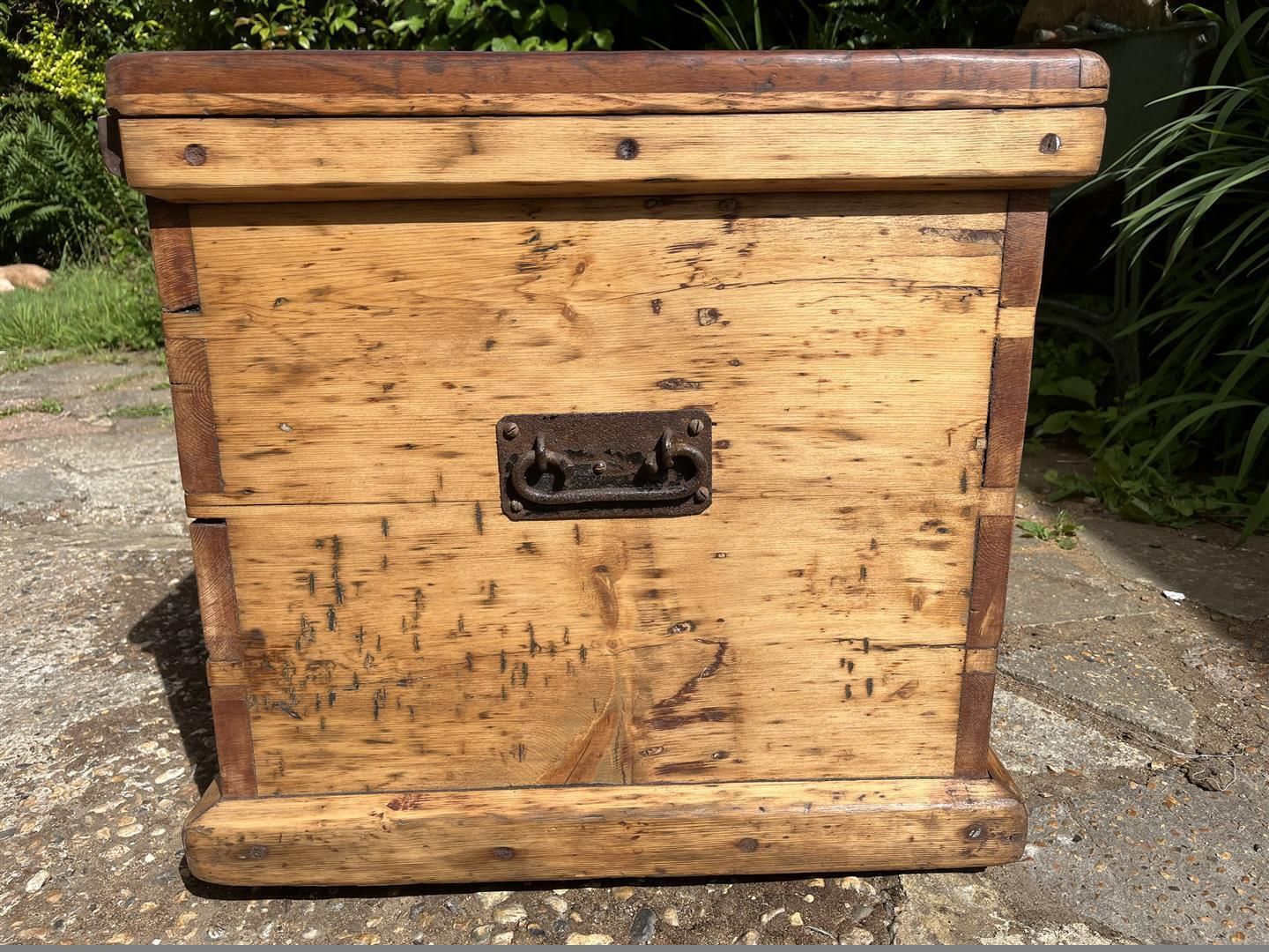 Large Antique Pine Blanket Box C.1900 photo vintage