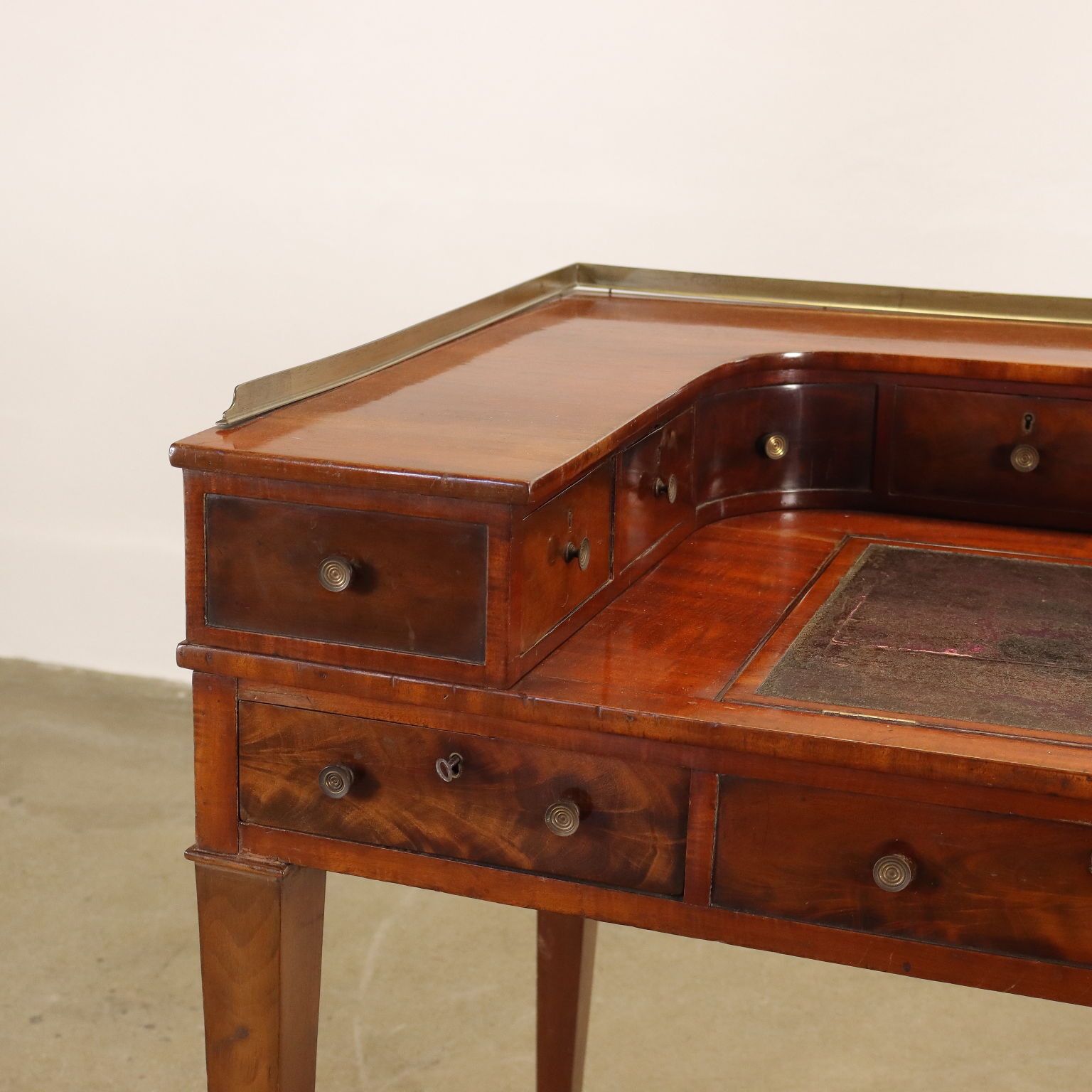 Ancient Writing Desk Carlton House George III '800 Mahogany Brass photo for sale