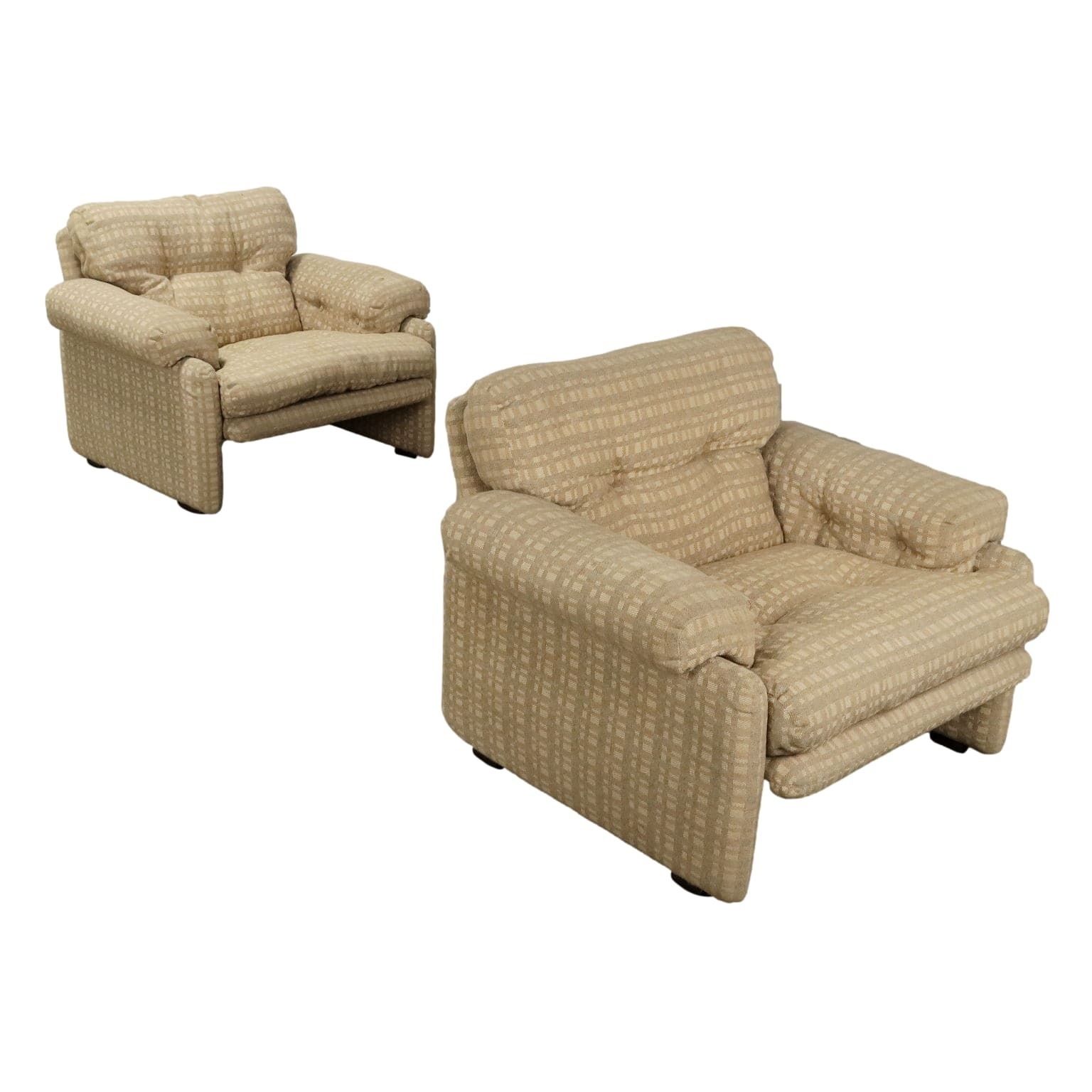 C&C Coronado Armchairs Design T. Scarpa Vintage Fabric 1960s 1970s