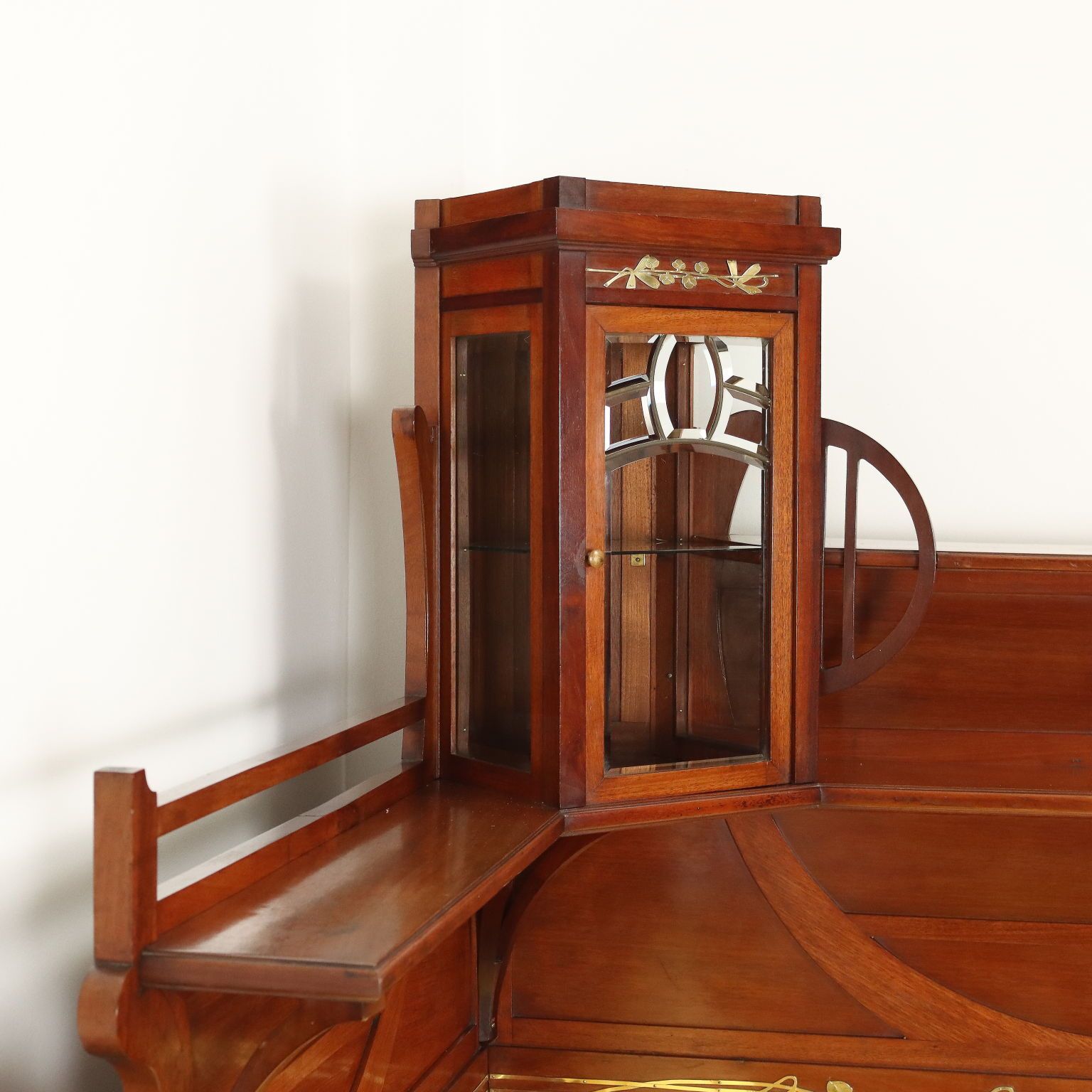 Corner Sofa Art Nouveau Mahogany Oak XIX Century photo for sale