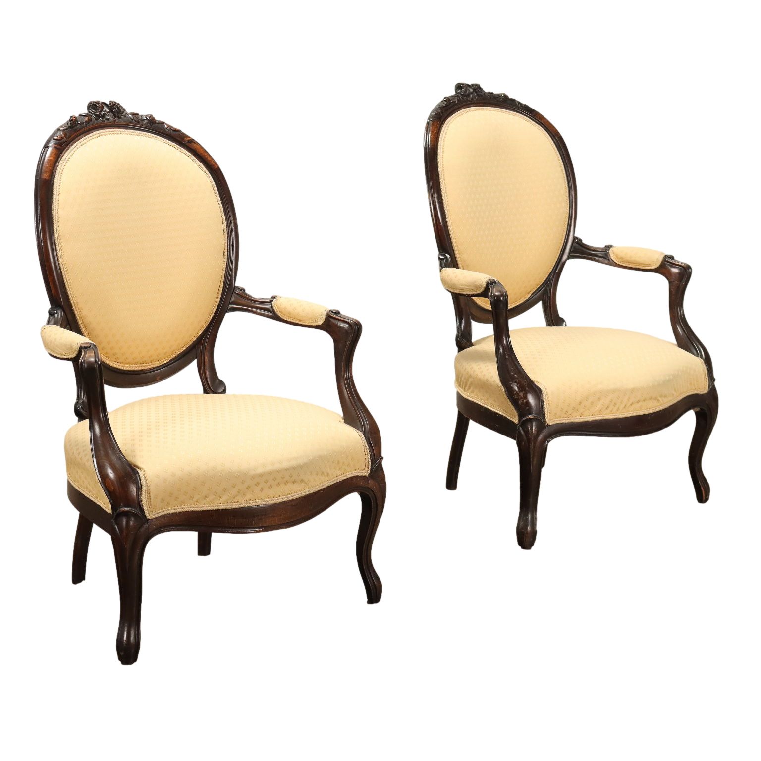 Fauteuils de style baroque en hêtre teinté, XXe siècle