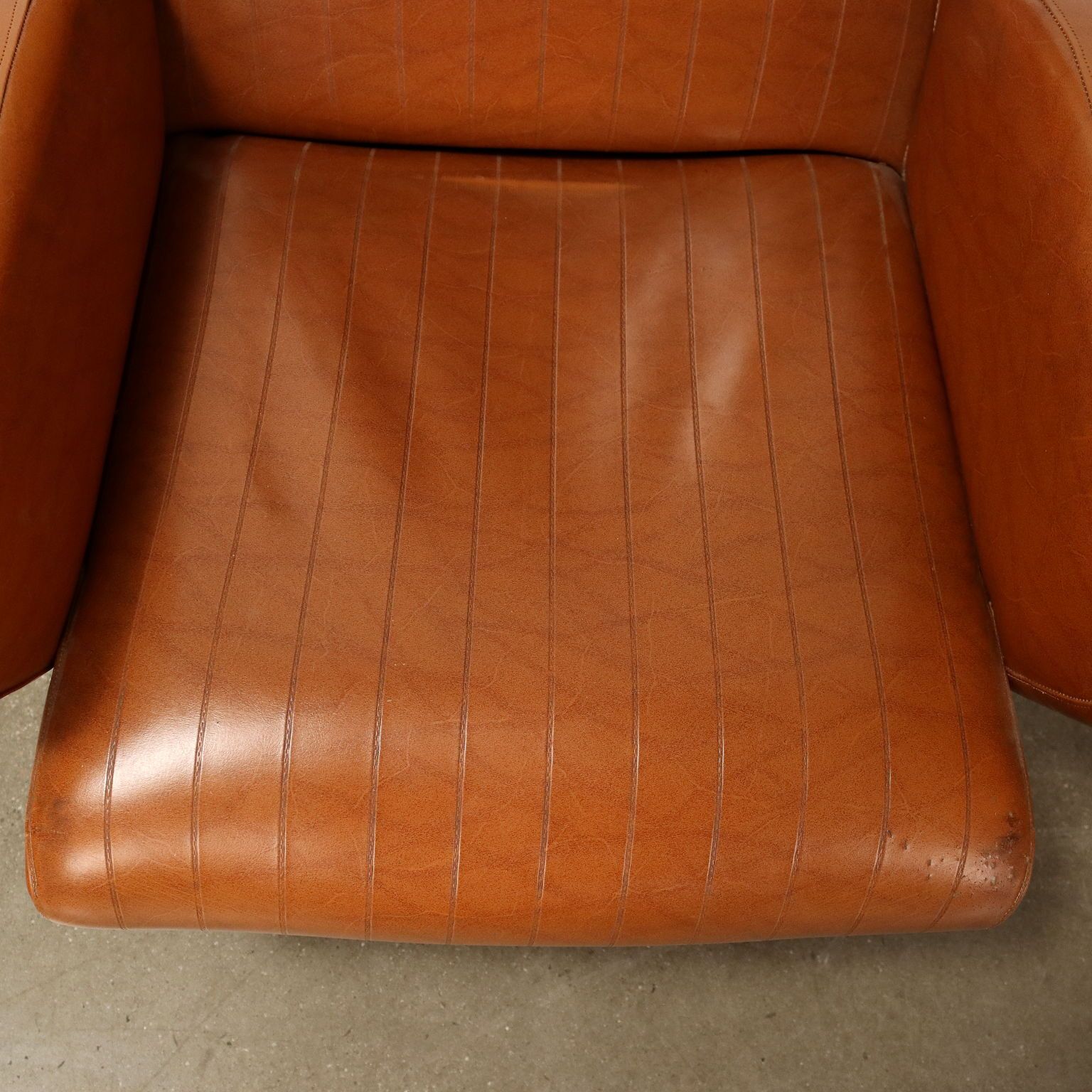 Small Vintage Armchair Leatherette Metal Brass Design 1950s 1960s photo 390.0