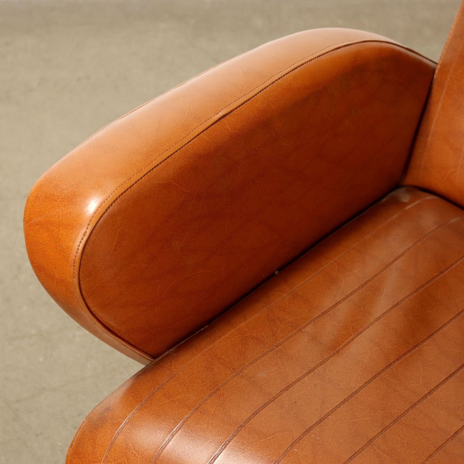 Small Vintage Armchair Leatherette Metal Brass Design 1950s 1960s photo vinterior