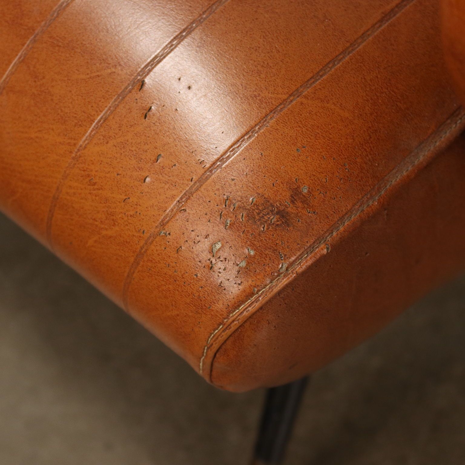 Small Vintage Armchair Leatherette Metal Brass Design 1950s 1960s photo vintage