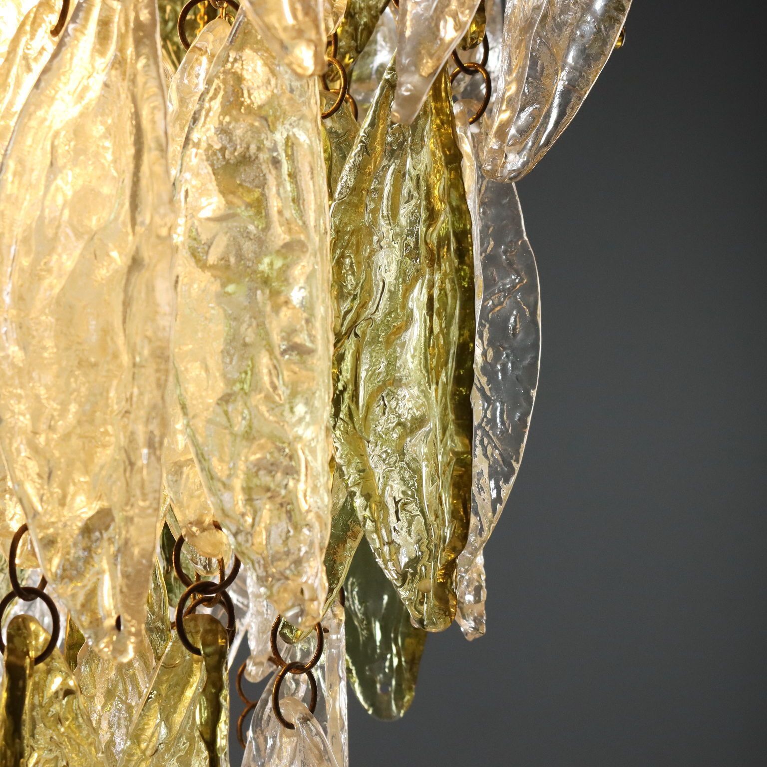 Vintage Chandelier Design Blown Glass Brass Aluminium Italy 1970s photo vinterior