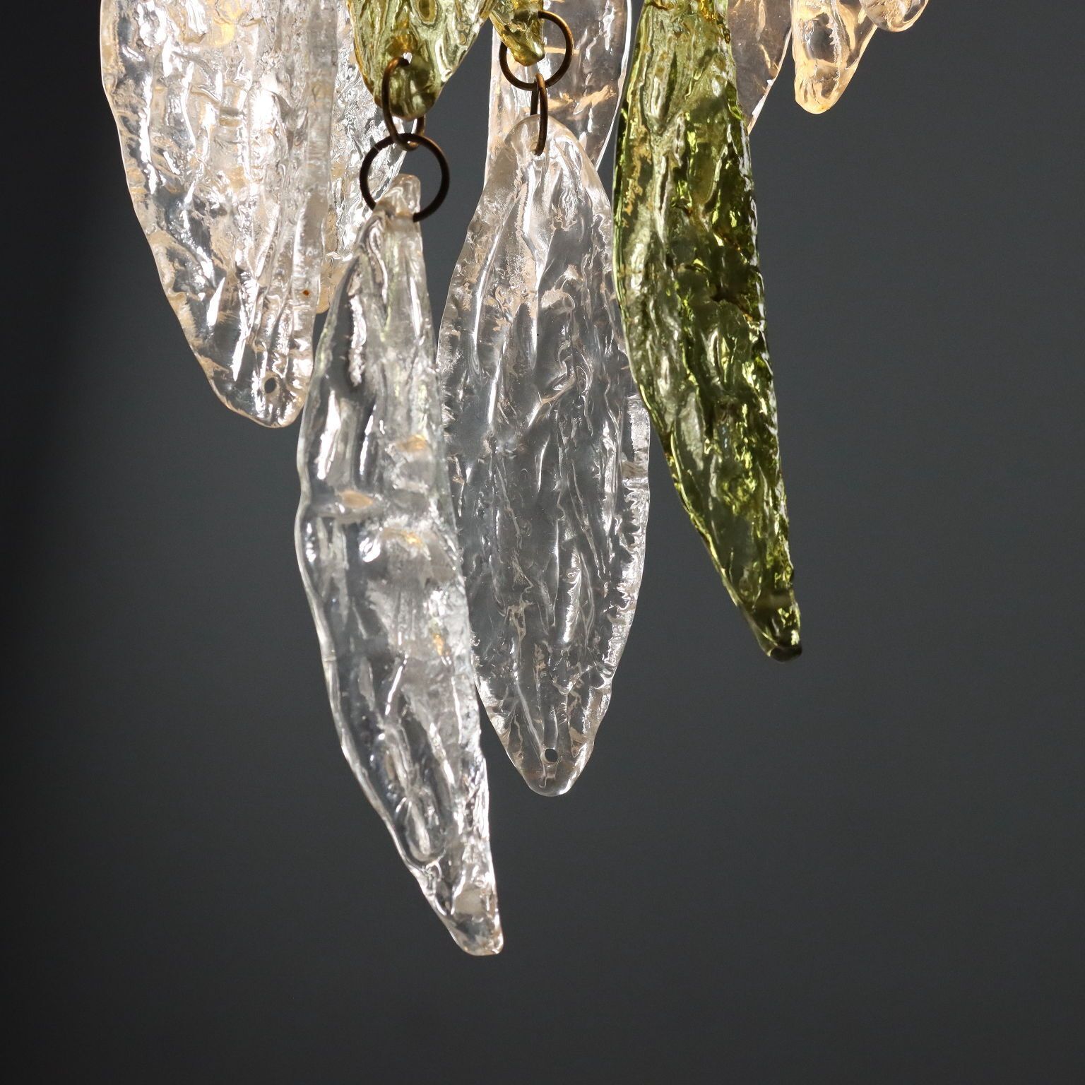 photo for sale Vintage Chandelier Design Blown Glass Brass Aluminium Italy 1970s