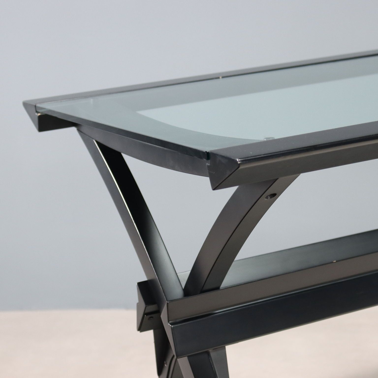 Vintage Cidue Writing Desk Lacquered Wood Glass Design 1980s photo 600.0