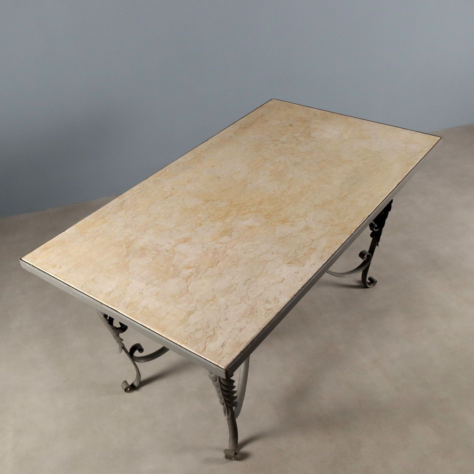photo furniture Antique Table Iron Marble Top Italy XX Century
