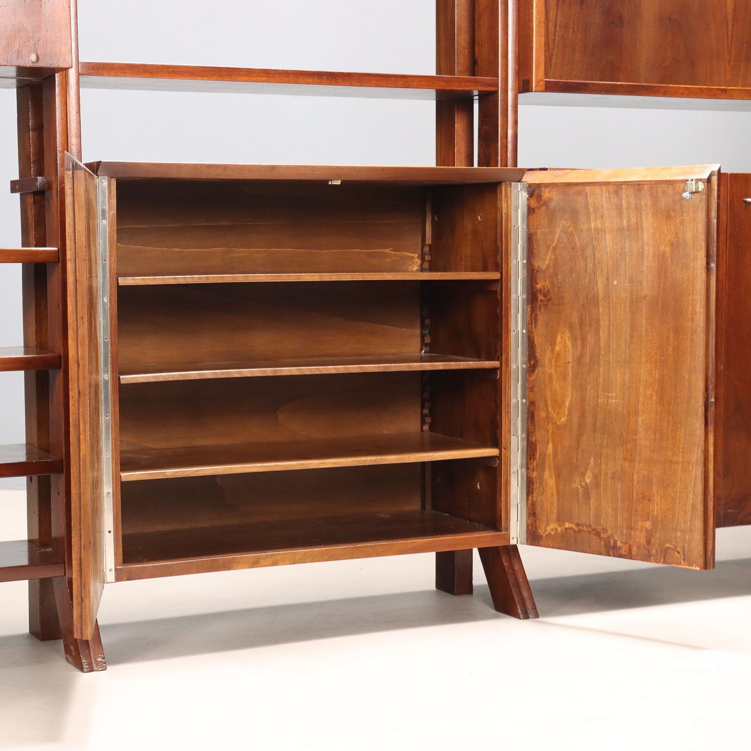 Vintage Bookcase Walnut With Shelves Design Italy 1940s 1950s photo vintage