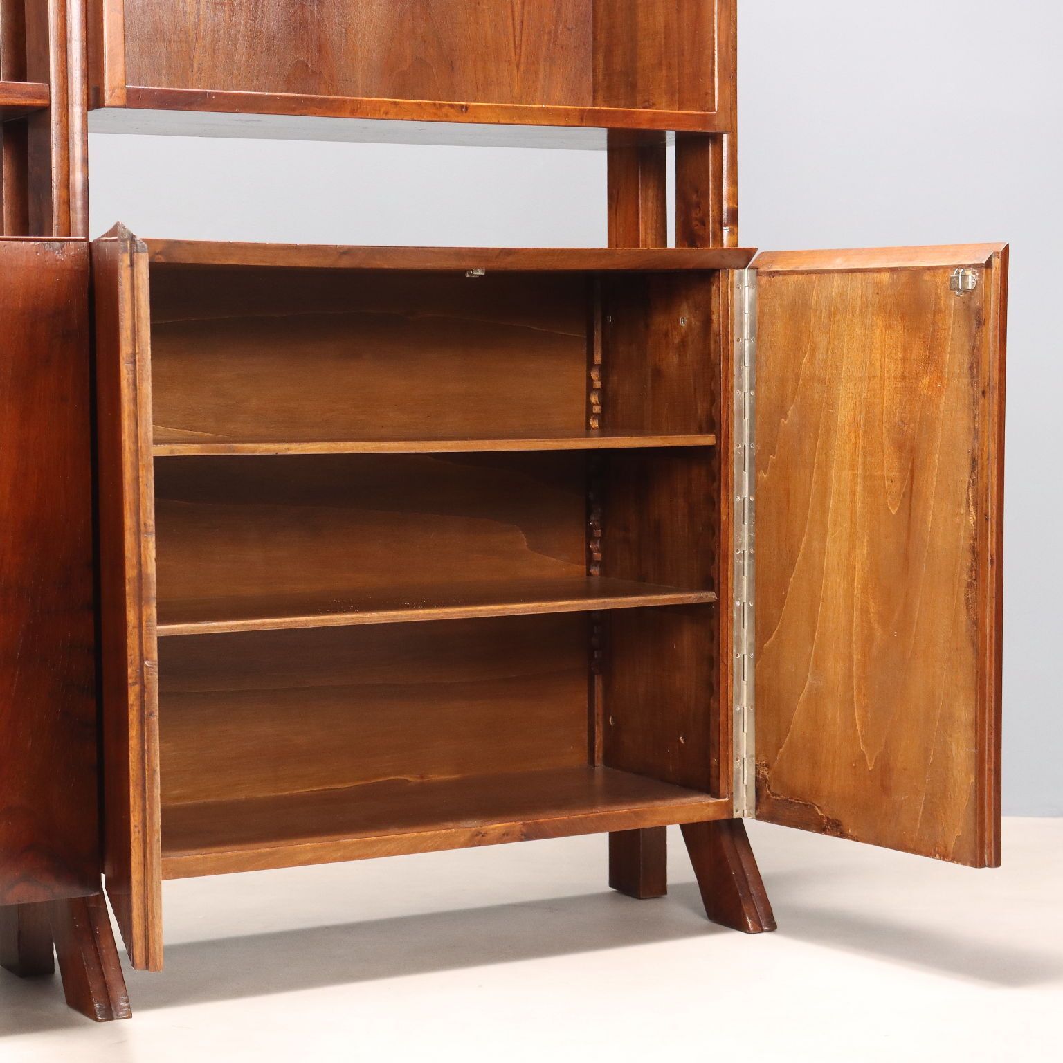 photo furniture Vintage Bookcase Walnut With Shelves Design Italy 1940s 1950s