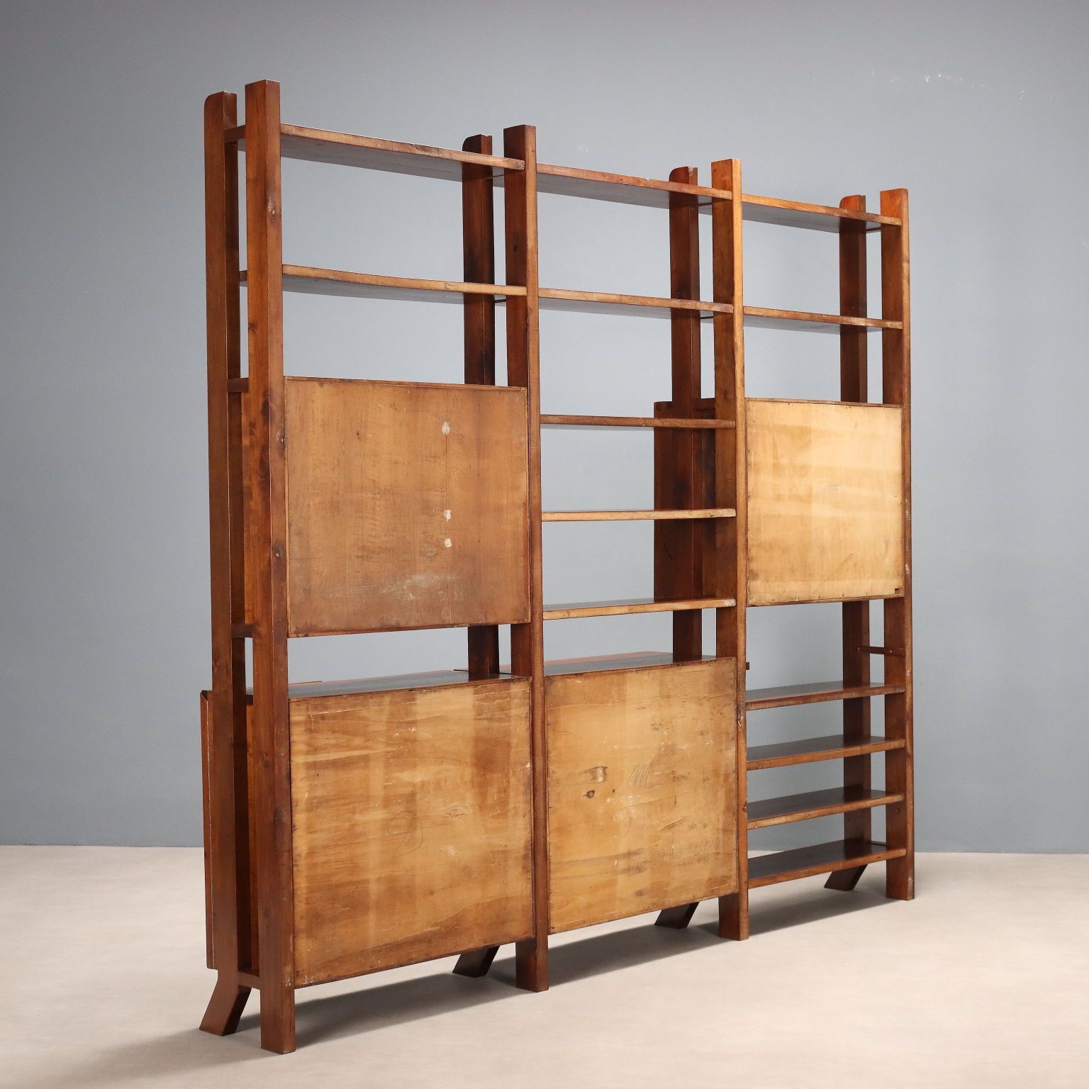 3980.0 Vintage Bookcase Walnut With Shelves Design Italy 1940s 1950s photo