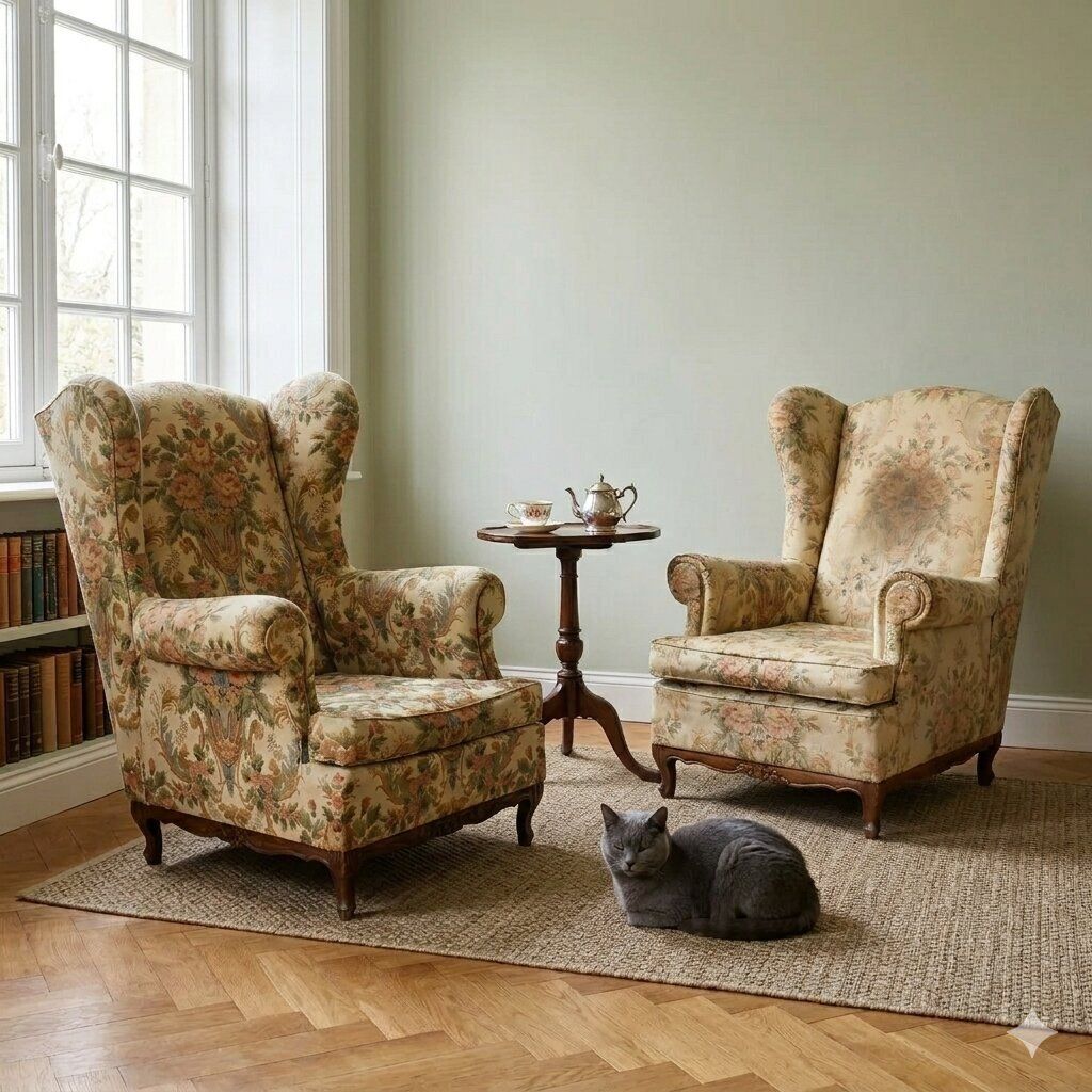 Antique Bergere Armchairs Beech Fabric Italy XX Century photo furniture