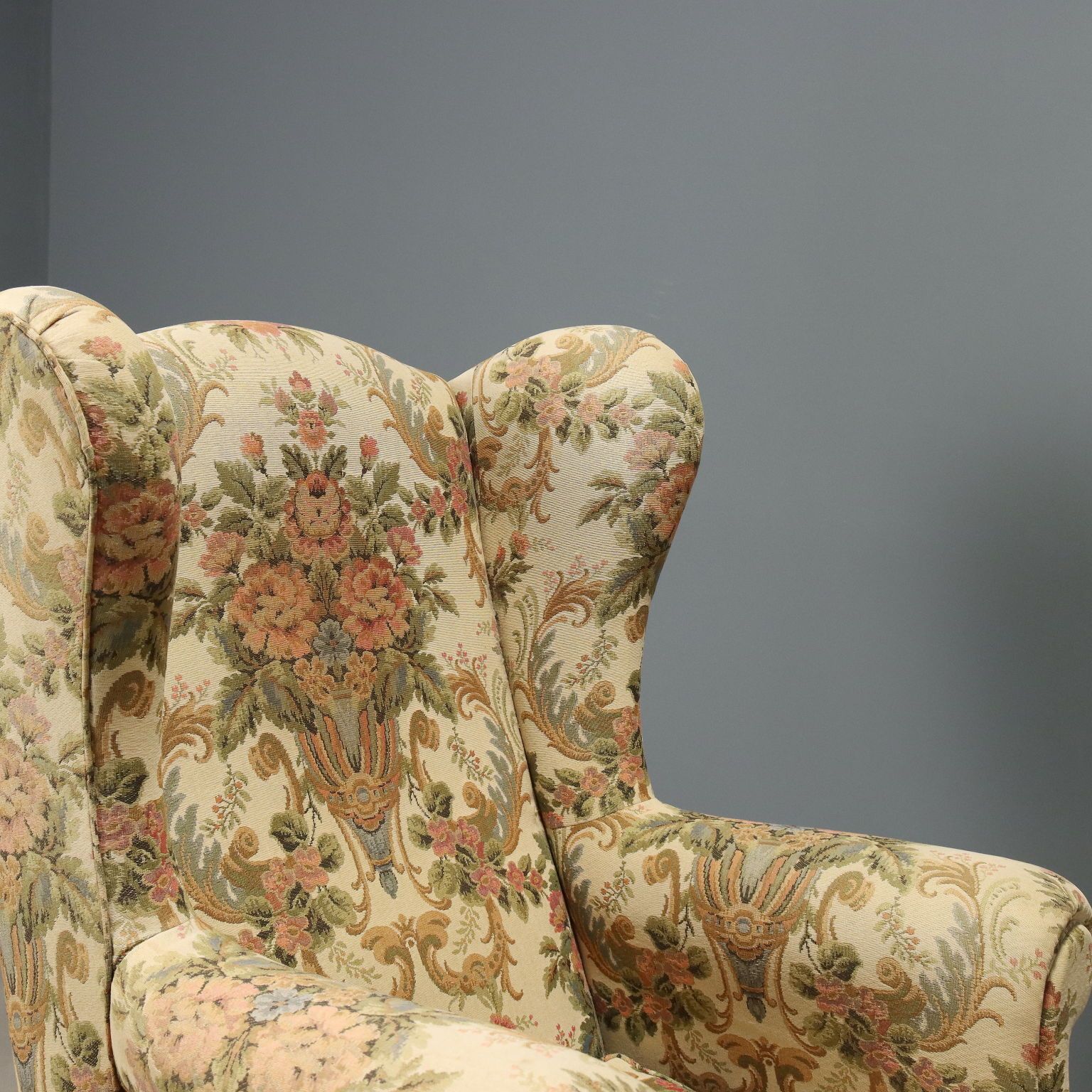Antieke Bergère Fauteuils Beuken Stof Italië XX Eeuw photo 580.0
