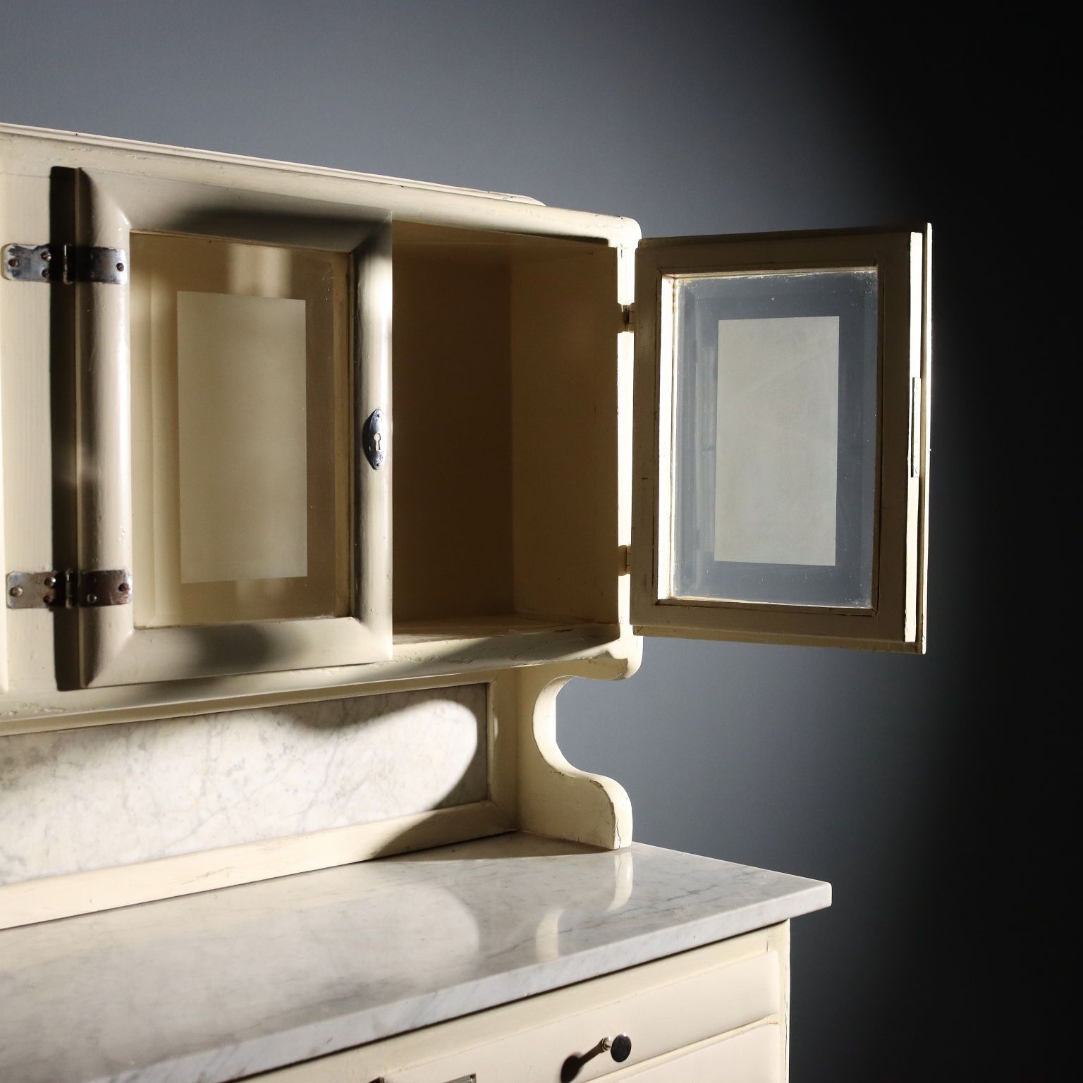 Vintage Laboratory Cabinet Wood Marble Design Italy 1950s photo 1740.0