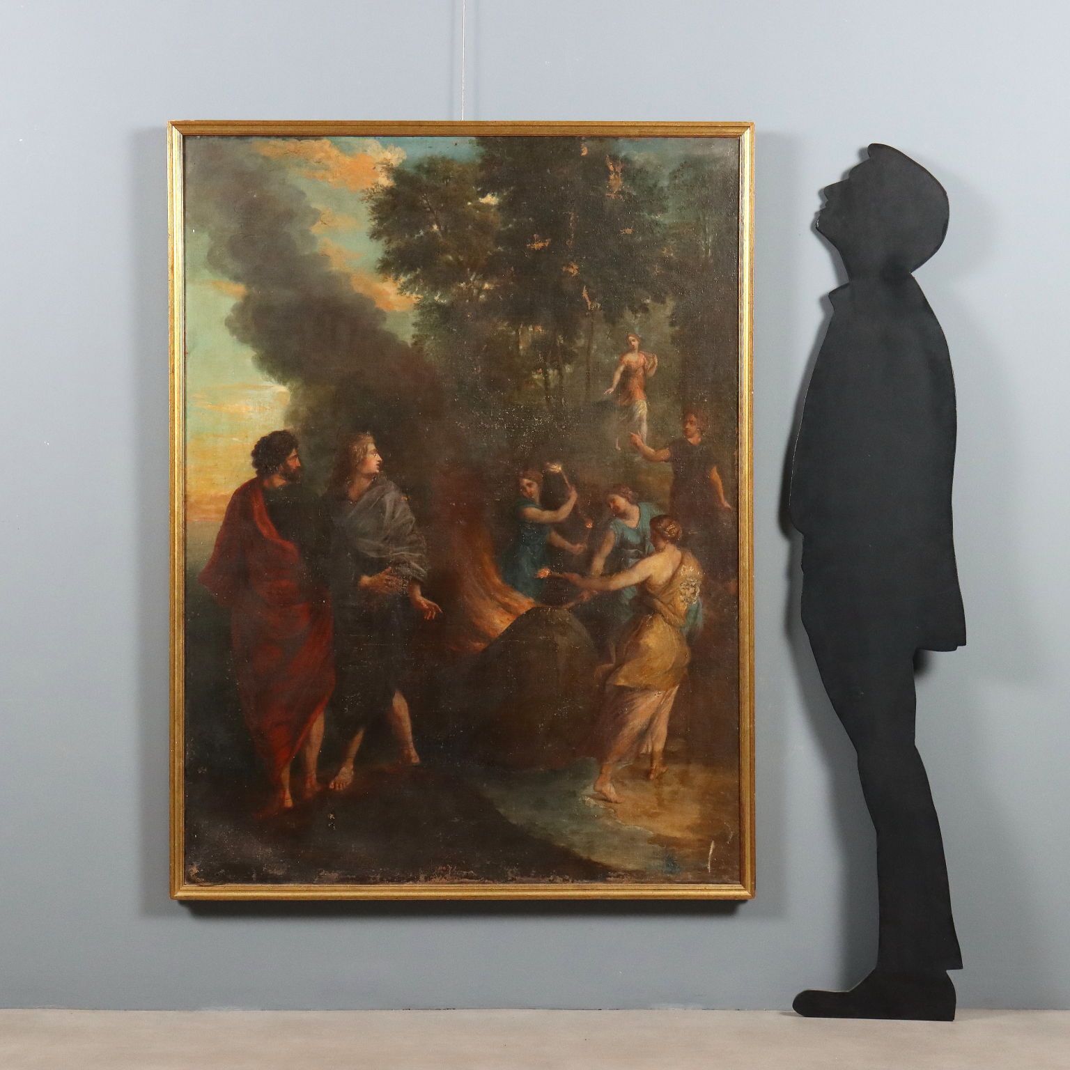 Antiek schilderij De nimfen verbranden het schip van Telemachus XVII eeuw photo furniture
