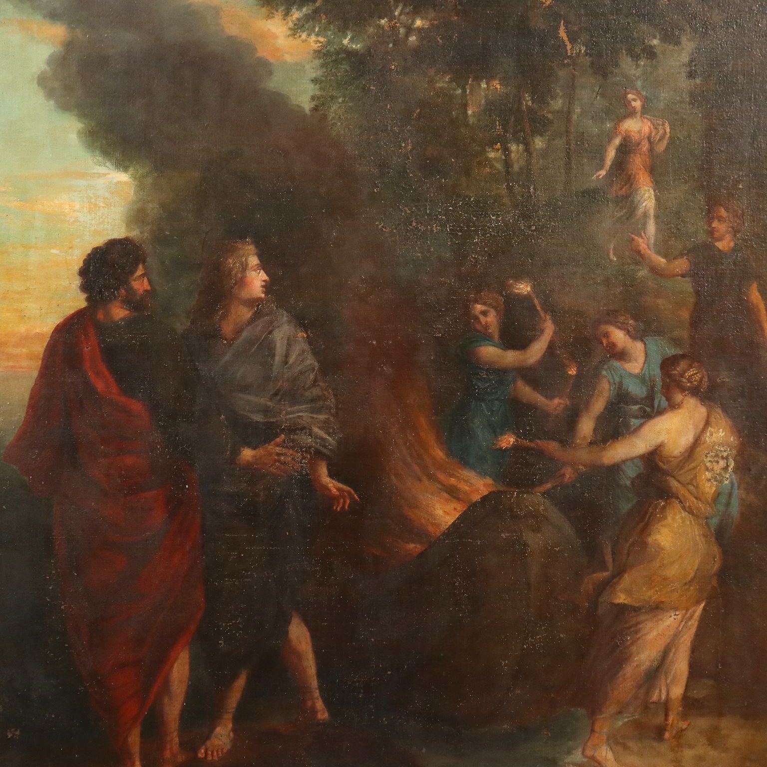 Antiek schilderij De nimfen verbranden het schip van Telemachus XVII eeuw photo for sale