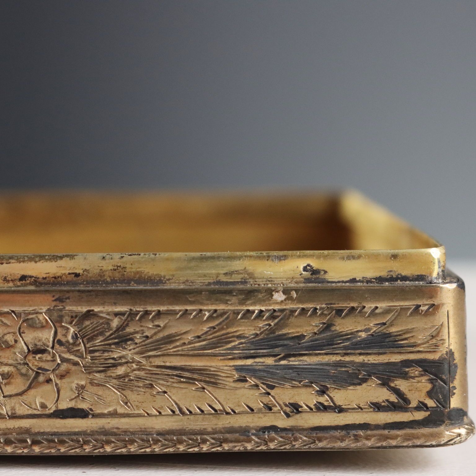 photo for sale Antique Silver And Glass Stone Box Italy XX Century