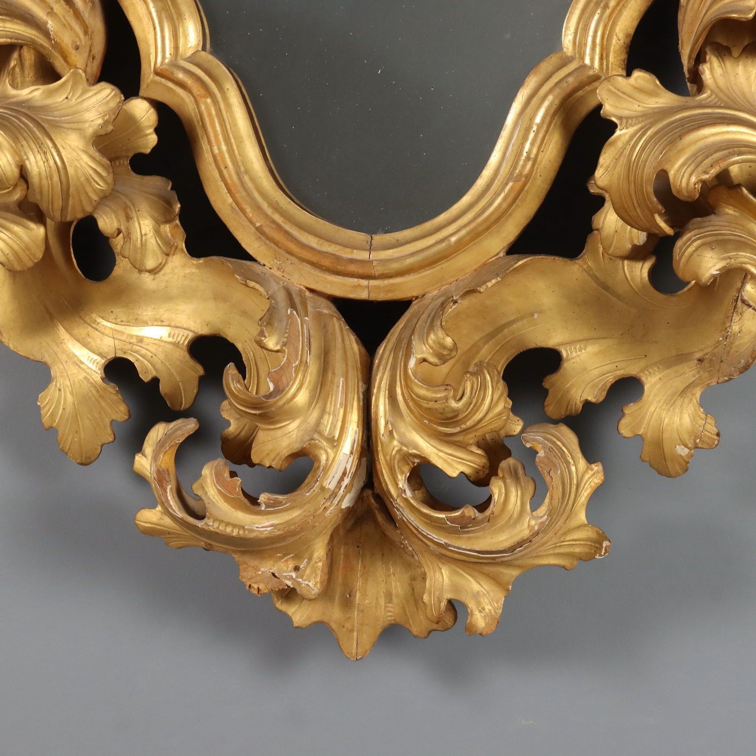 photo furniture Spiegel Barokstijl Gesneden Hout Italië 19e Eeuw