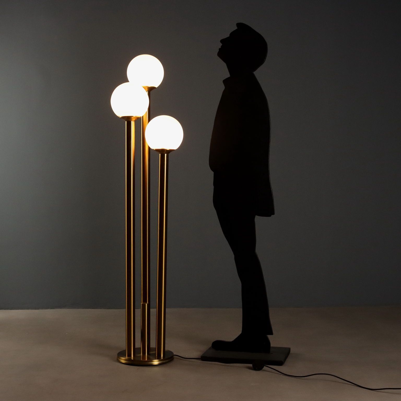 Vintage Floor Lamp Metal Glass Design Italy 1970s 1980s photo for sale