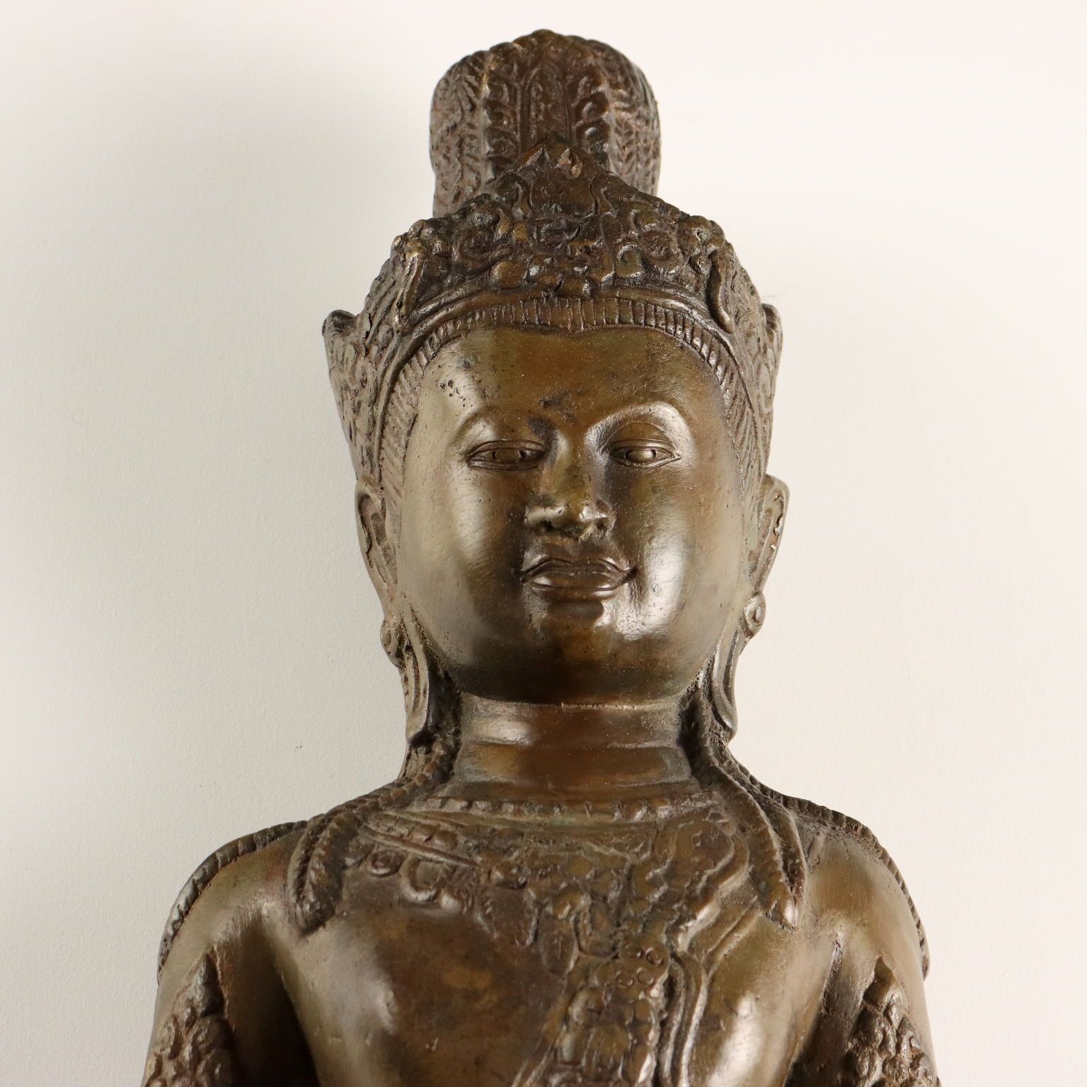 Antique Bronze Sculpture Bodhisattva Cambodia XX Century photo for sale