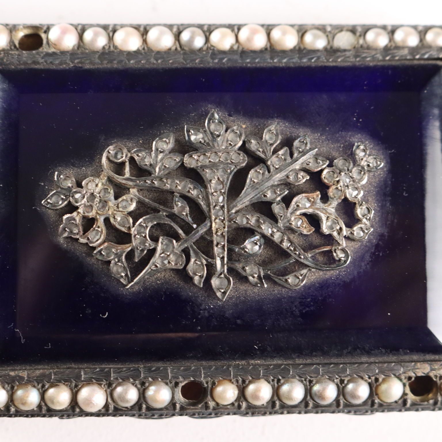 Antique Snuffbox Silver Glass Beads Italy Early XX Century photo Home Decor