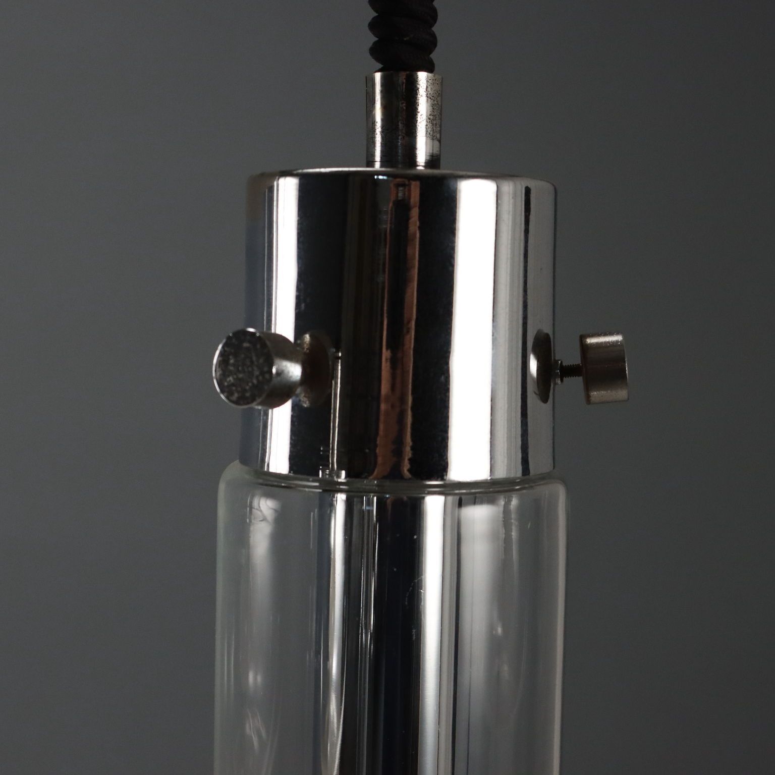 Vintage Kroonluchter Verchroomd Metaal Glas Design Italië jaren 1960 photo buy