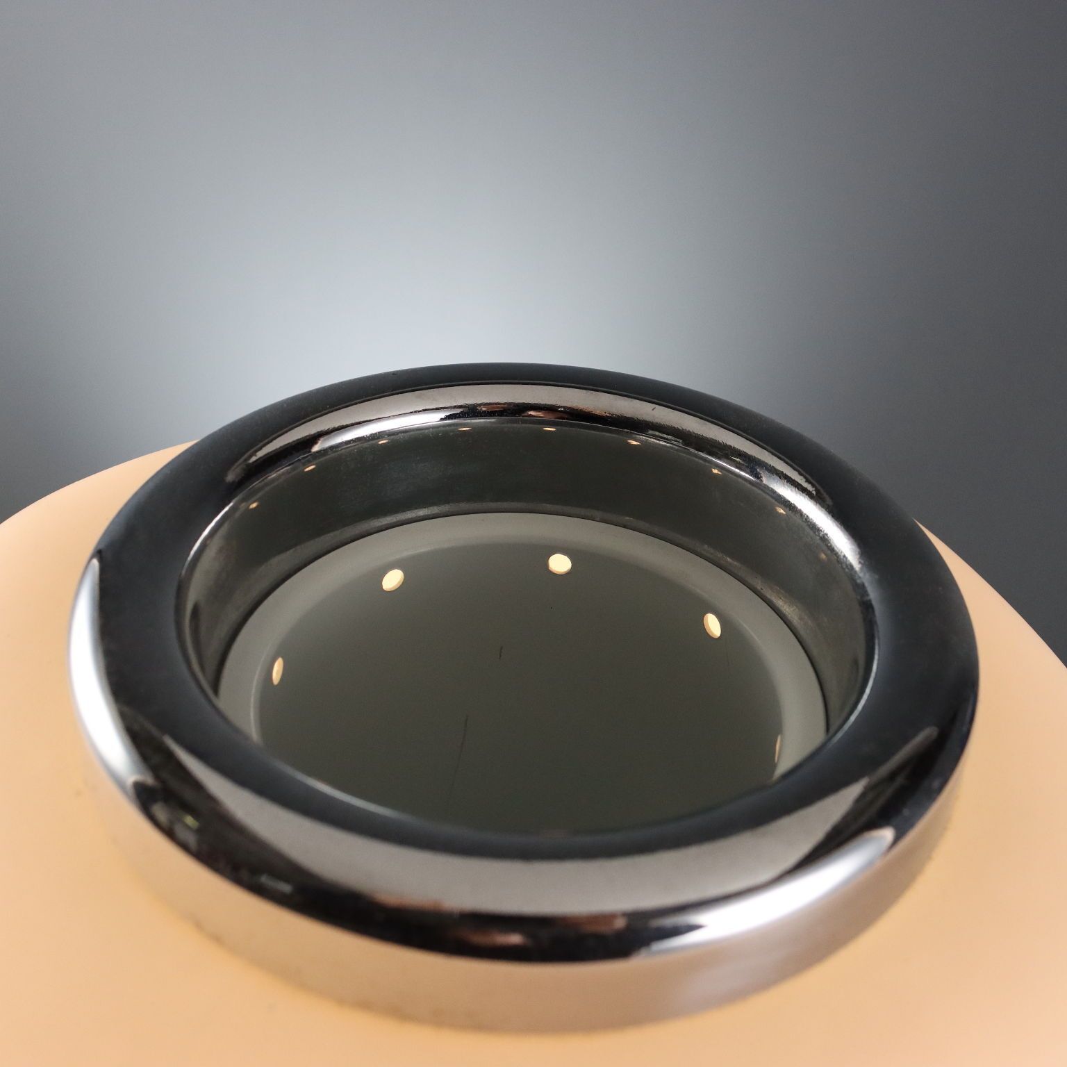 Lampe de table vintage en verre et métal chromé, design italien, années 1960 photo vinterior