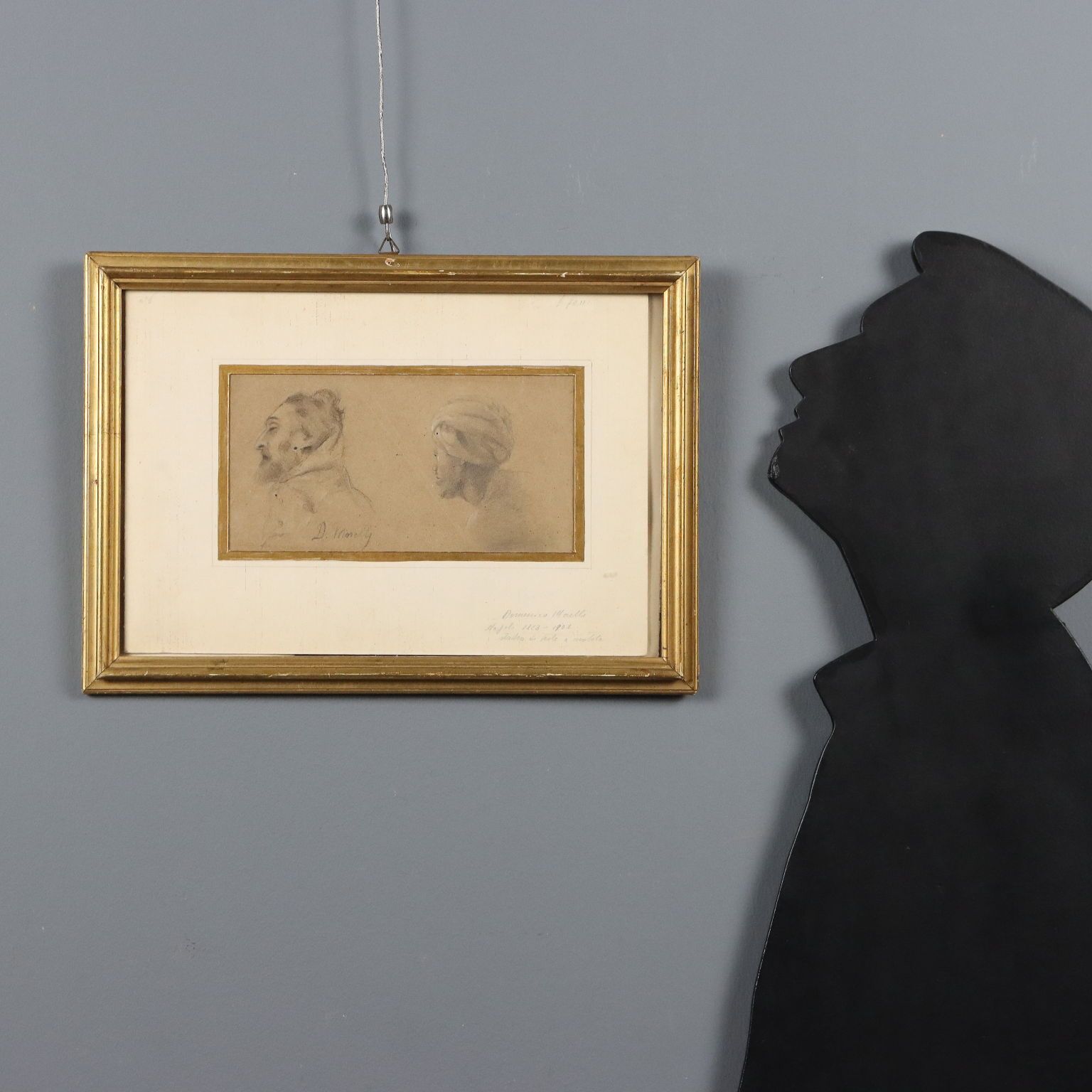 Antique Drawing Signed Domenico Morelli Study Of Heads '800 photo furniture