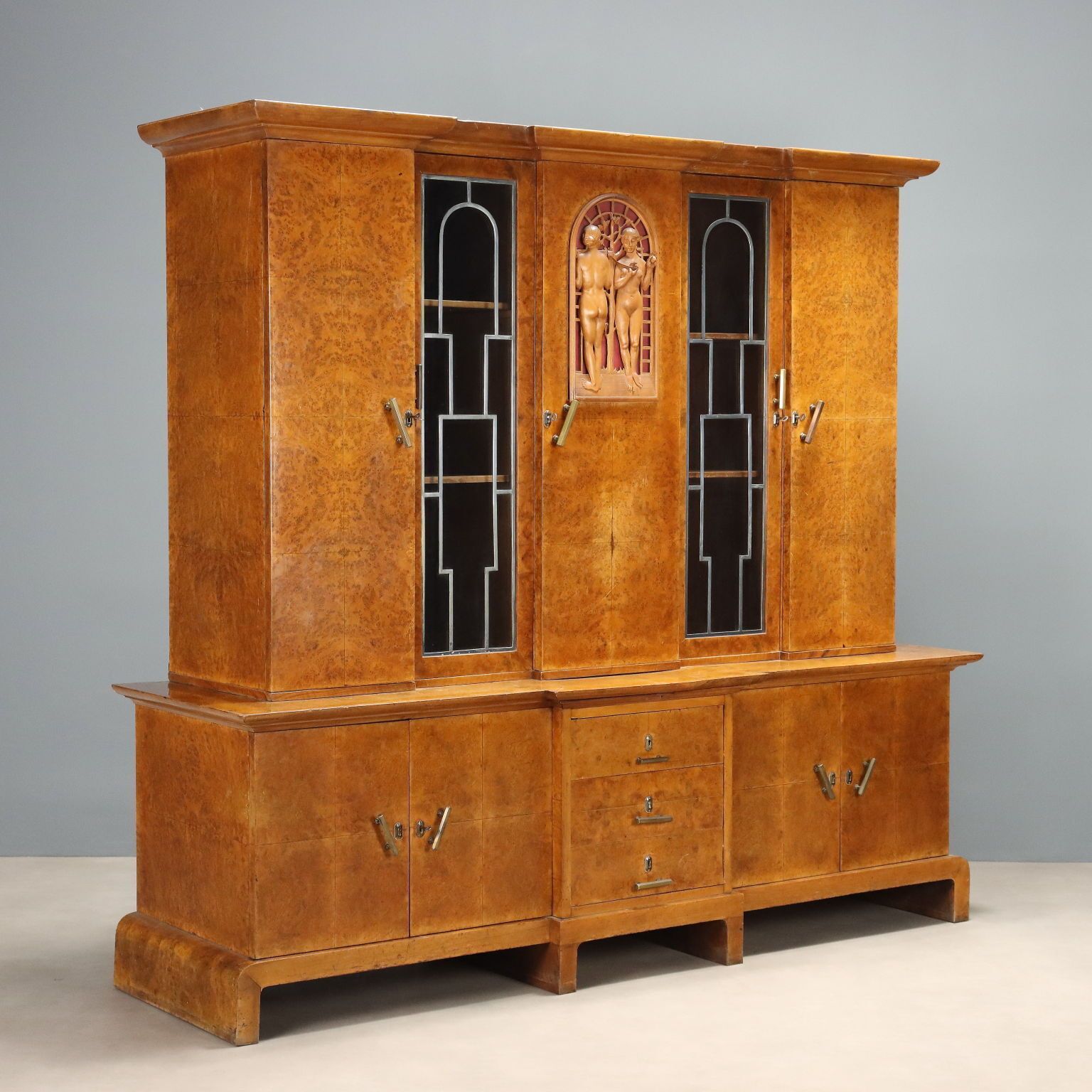 Art Deco Cabinet Maple Burl Veneer XX Century