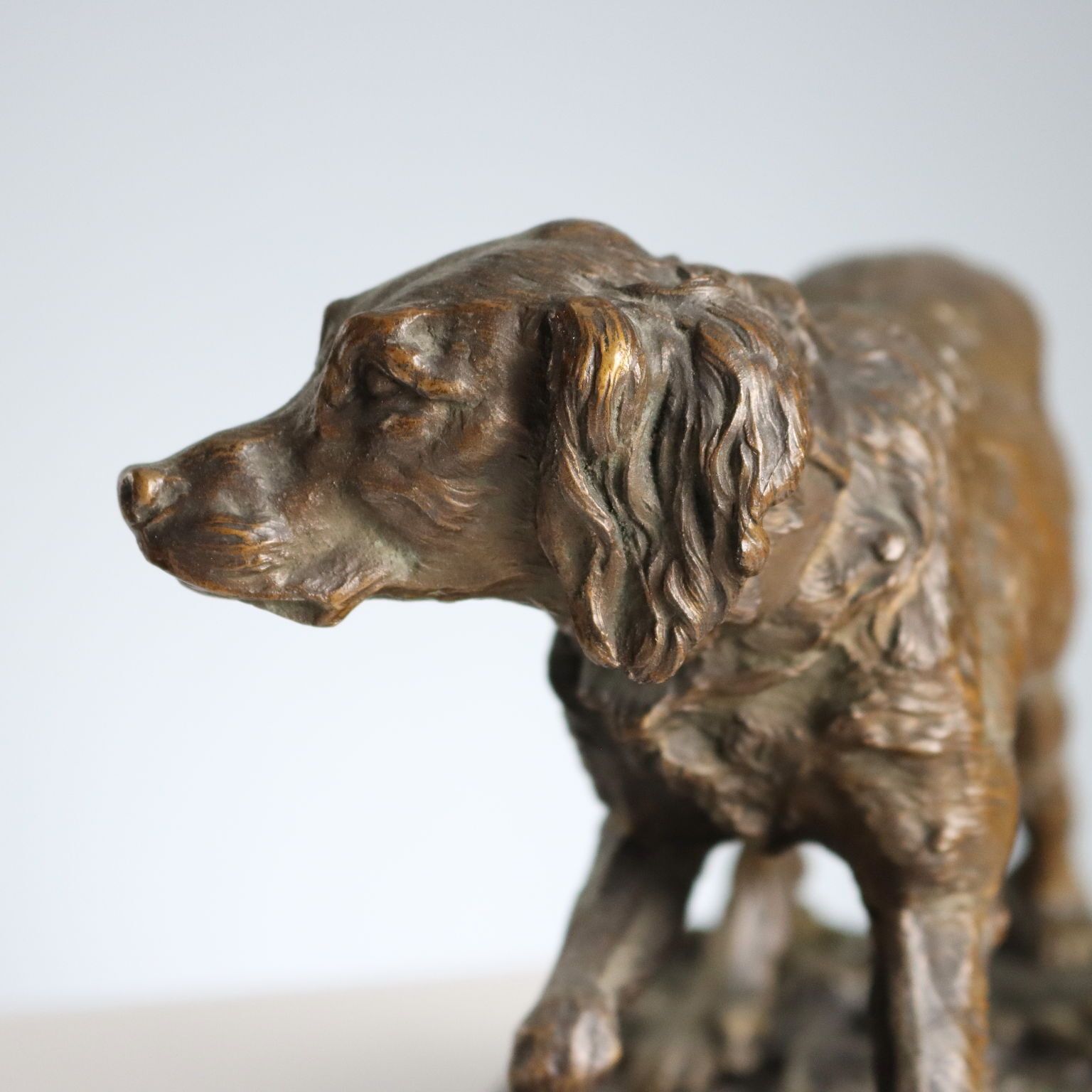 Bronzen sculptuur van een staande jachthond, Pierre Jules Mène, 19e eeuw photo vintage